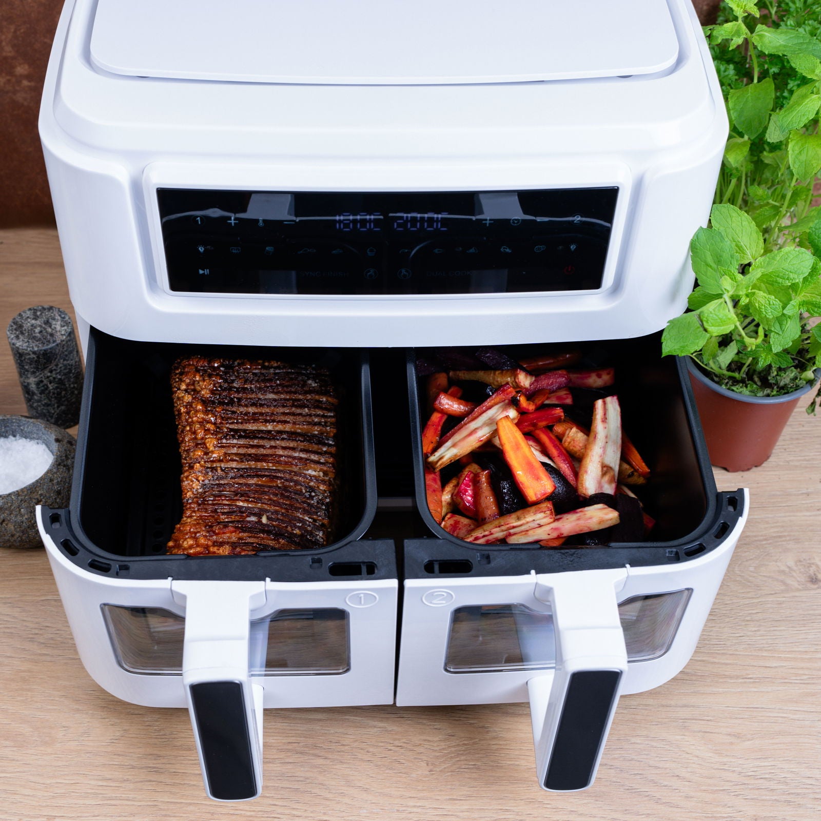 Dual Zone Airfryer 9 Liter, Hvid - 2400W *DEMO*