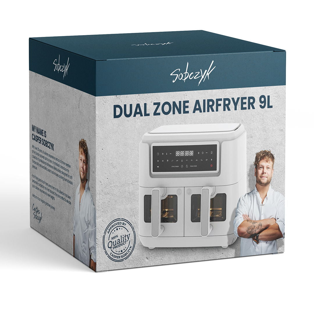 Dual Zone Airfryer 9 Liter, Hvid - 2400W *DEMO*