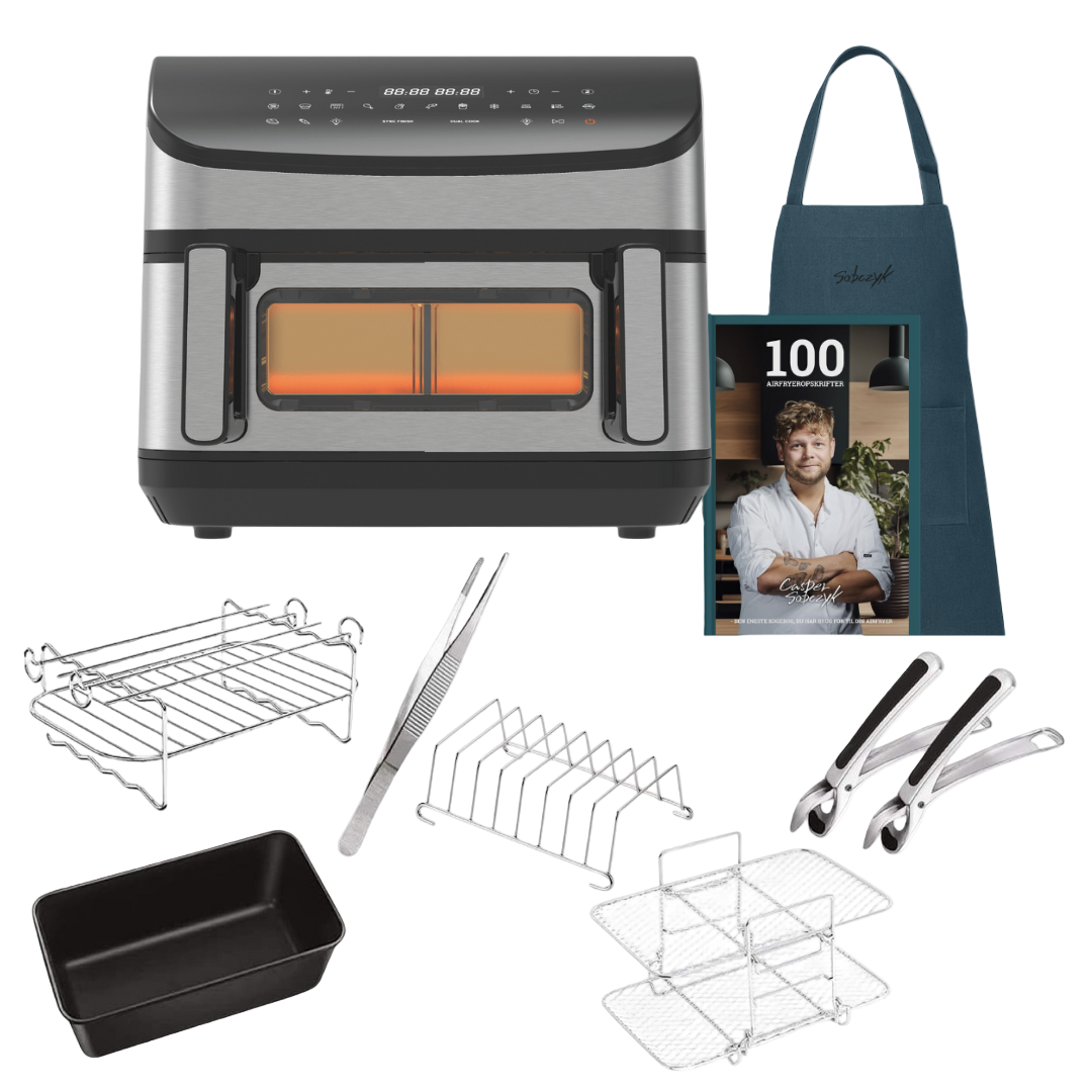 Airfryer Startpakke - Dualfry Fusion Airfryer 10,5 Liter med Tilbehør & Opskrifter