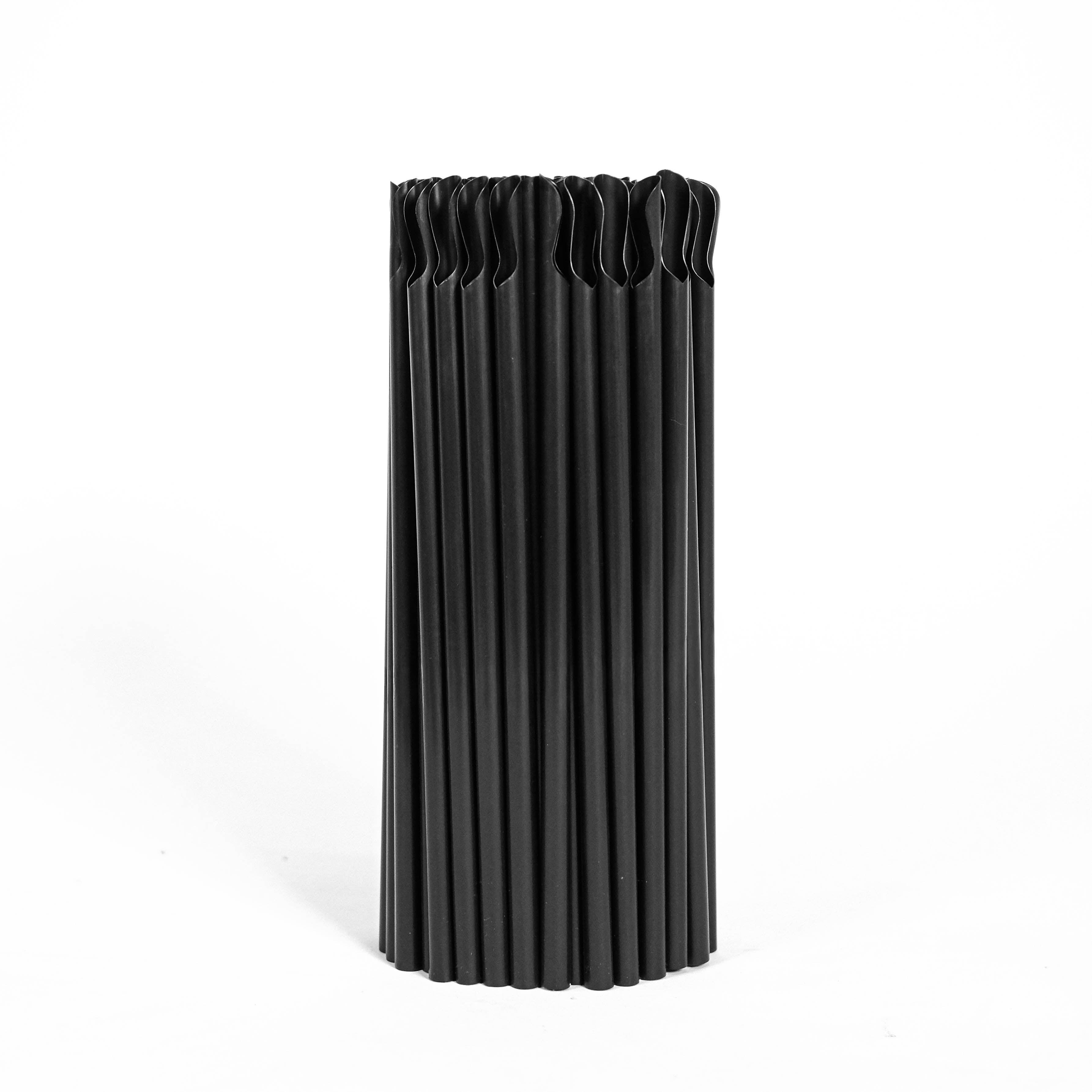 Slush Ice Sugerør med ske 8x210 mm. - Sort (100 stk.)