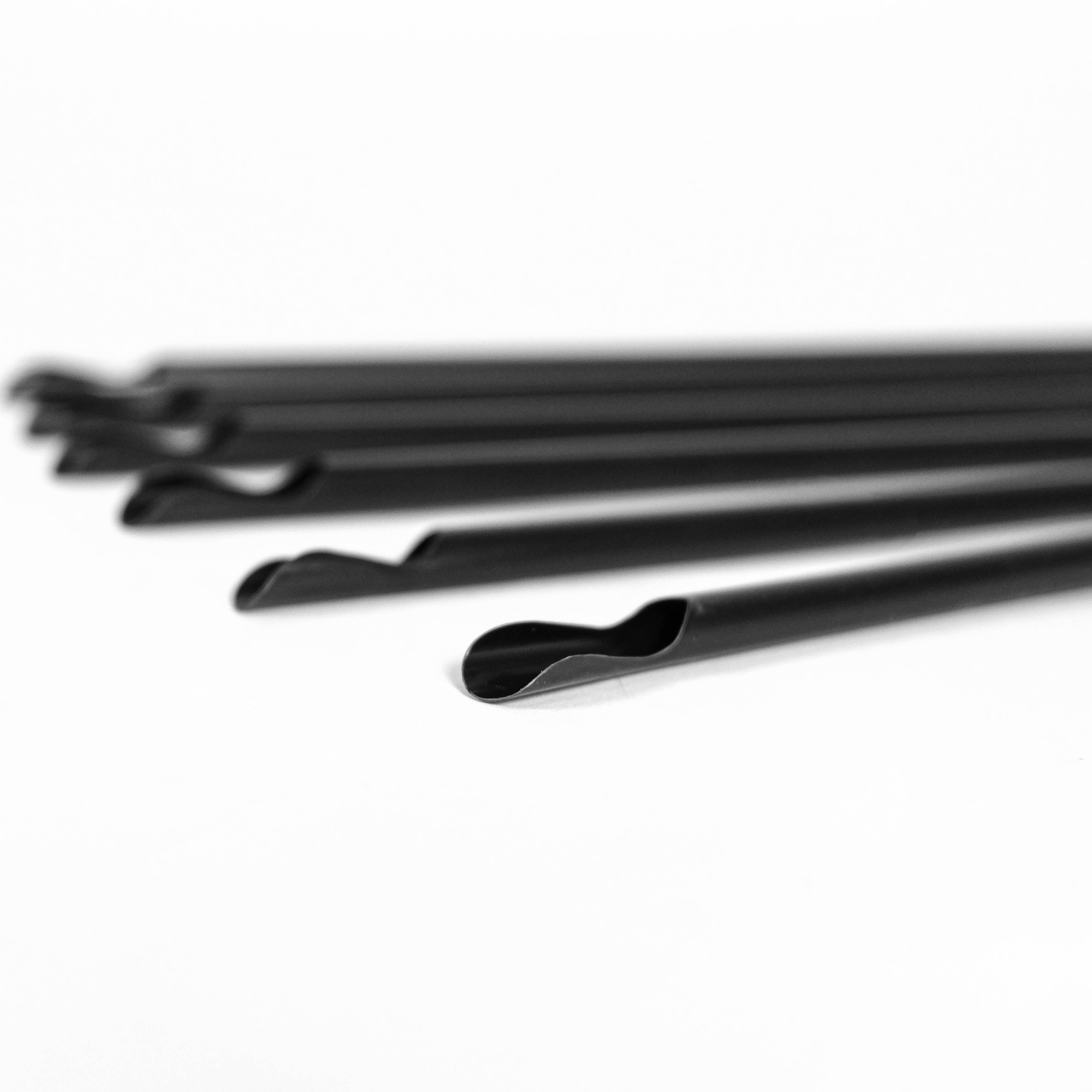 Slush Ice Sugerør med ske 8x210 mm. - Sort (100 stk.)