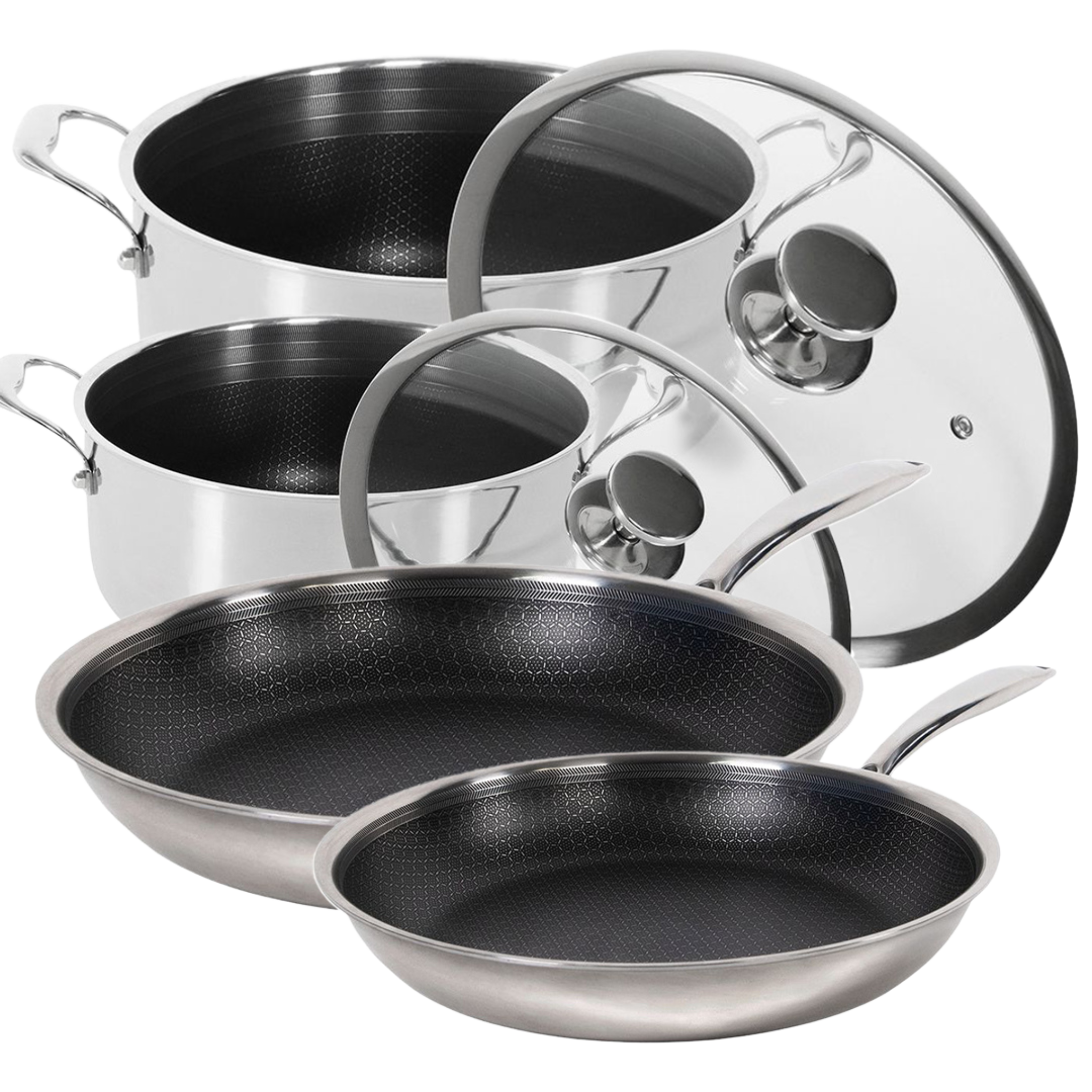 2 Hybrid Stegepander, 24 cm, 28 cm, 2 Hybrid Gryder 20 cm, 24 cm