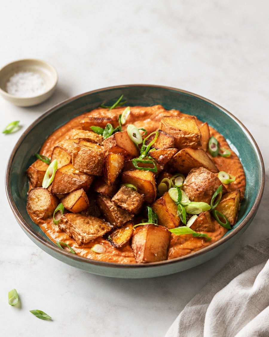 Batata Harra i airfryer — spicy mellemøstlige kartofler med urter og lime