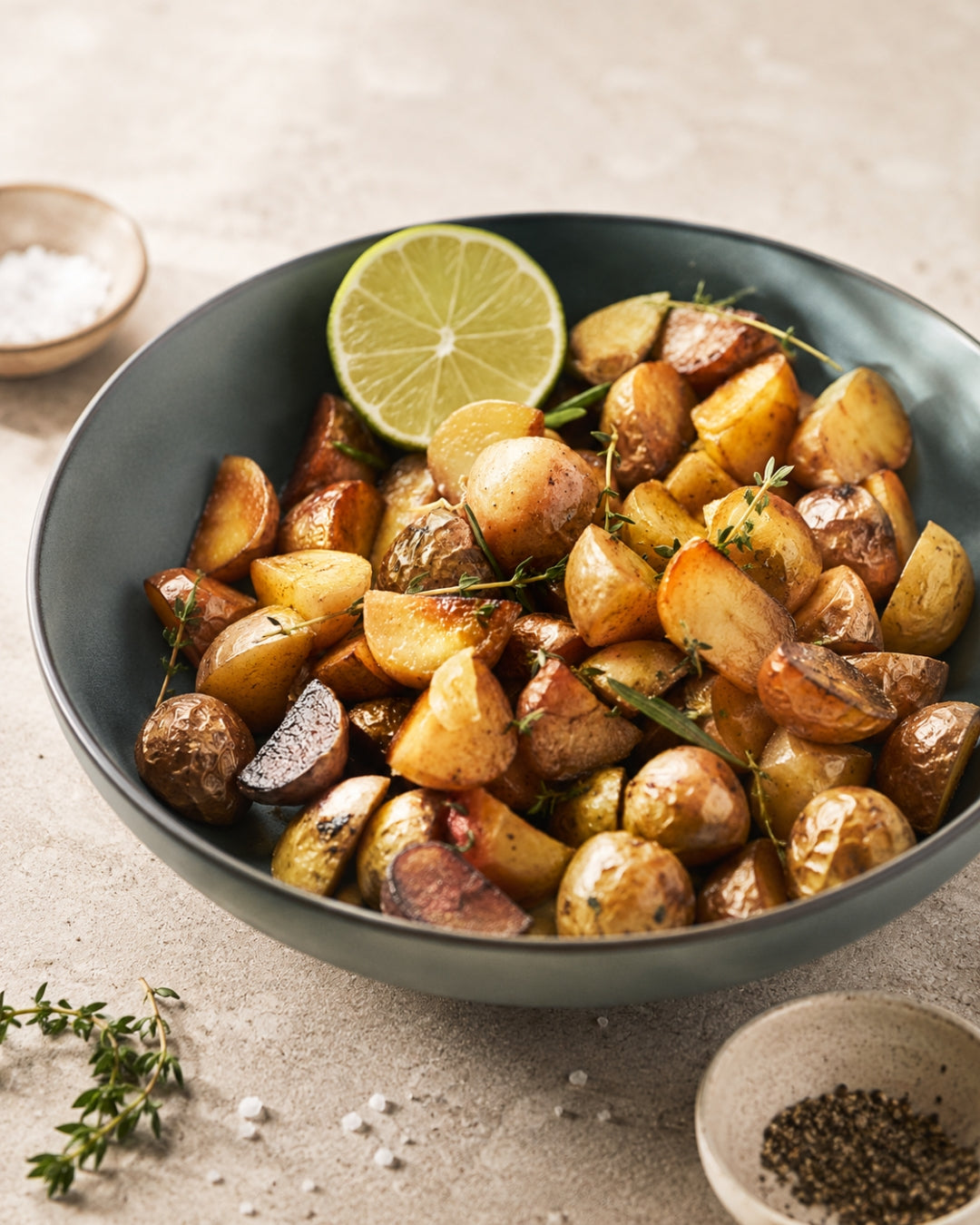 Bouillon kartofler i airfryer med smør, hvidløg og friske urter