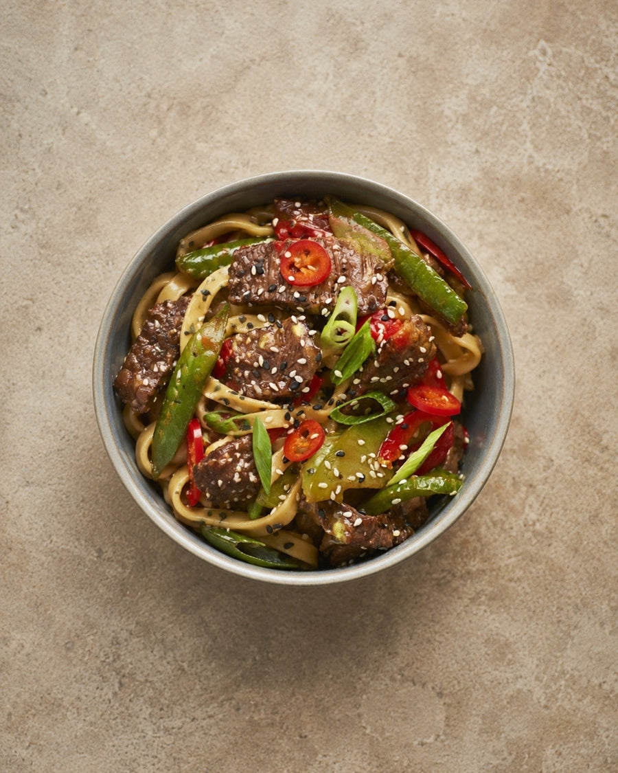 Pasta à la ribeye med asiatisk touch i airfryer