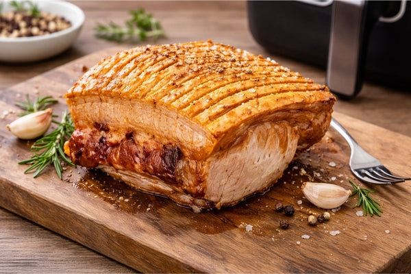 Flæskesteg i airfryer med sprøde svær