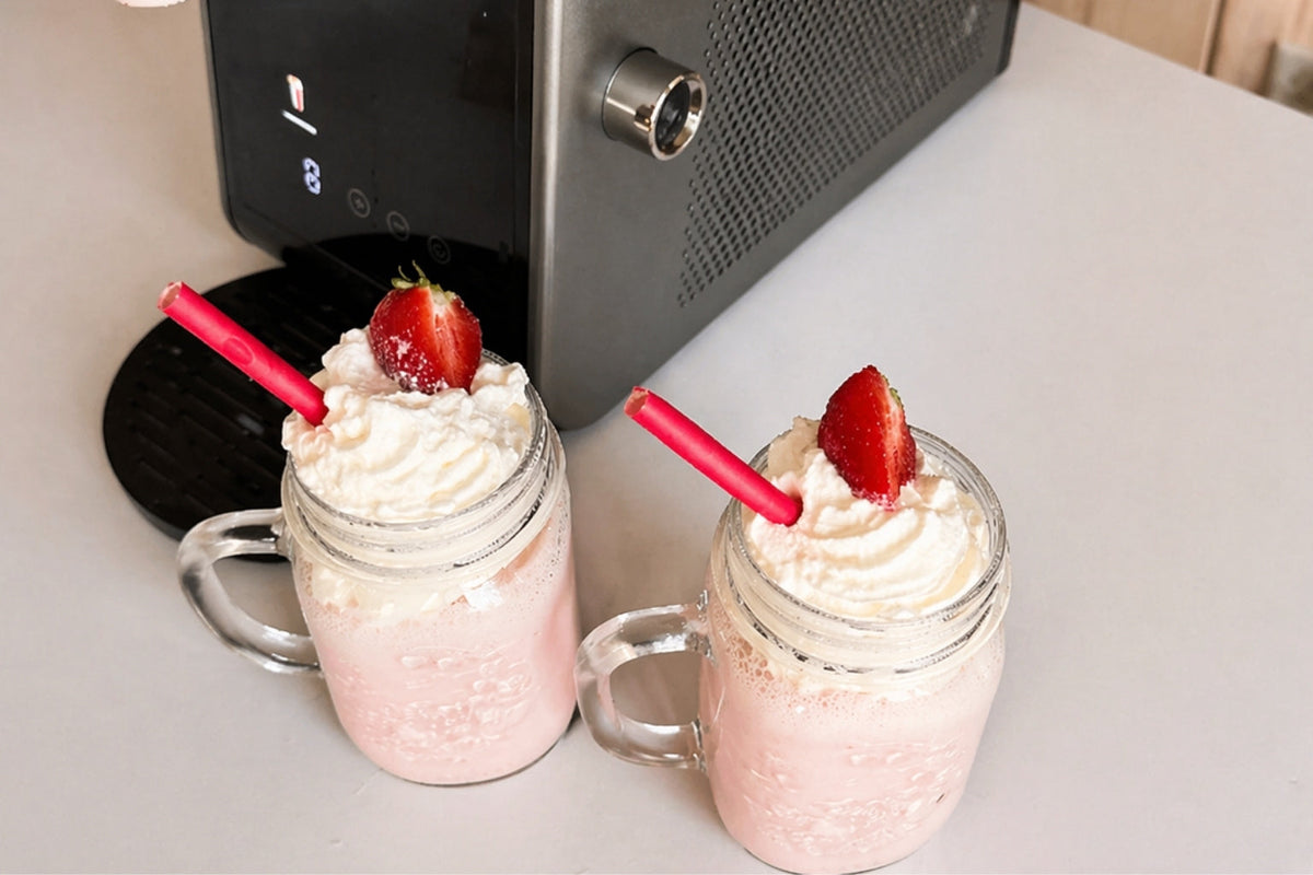 Jordbær milkshake – sød klassisker i slush ice maskine