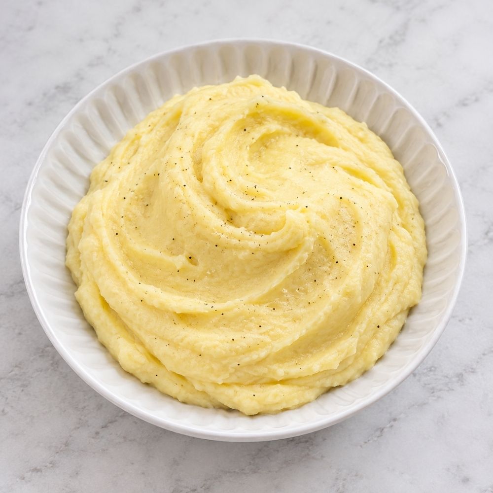 Cremet kartoffelmos af bagte kartofler