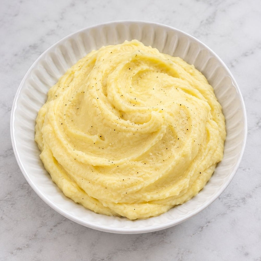 Cremet kartoffelmos af bagte kartofler