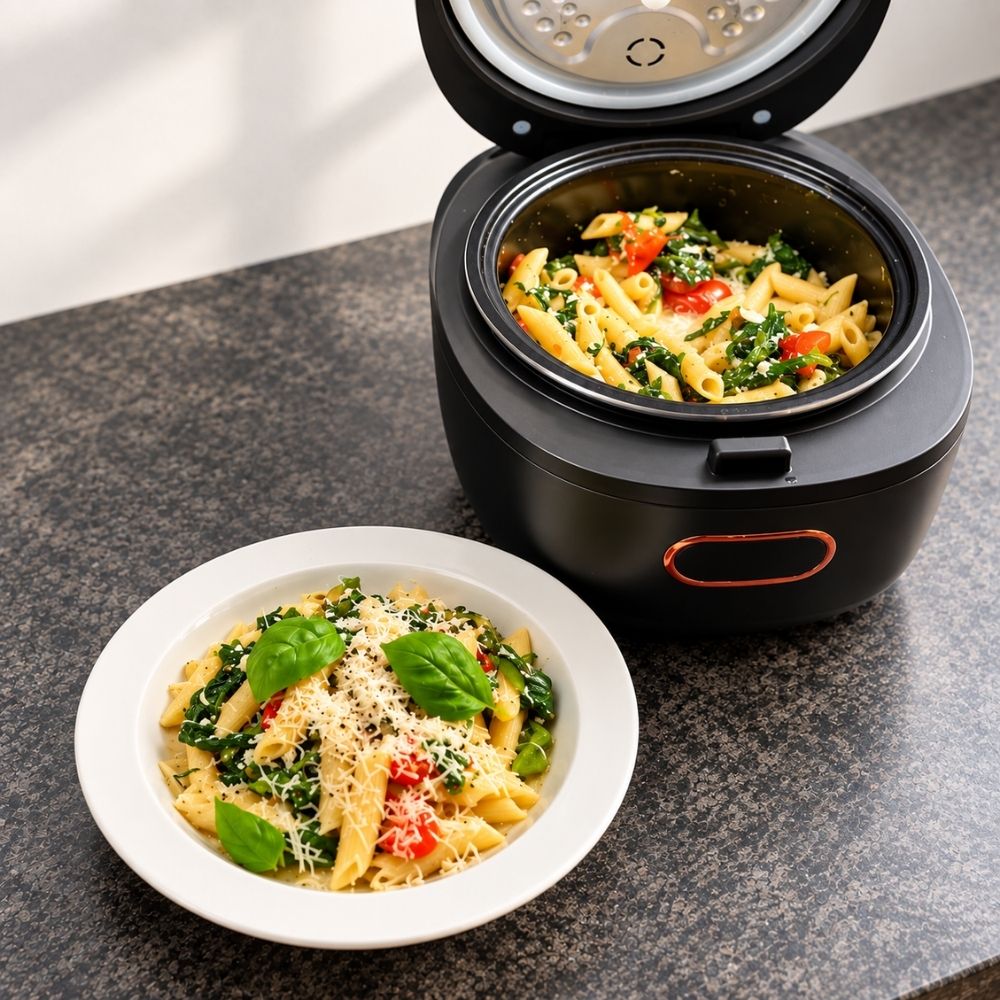 Cremet pasta med grøntsager og ricotta – i multicooker
