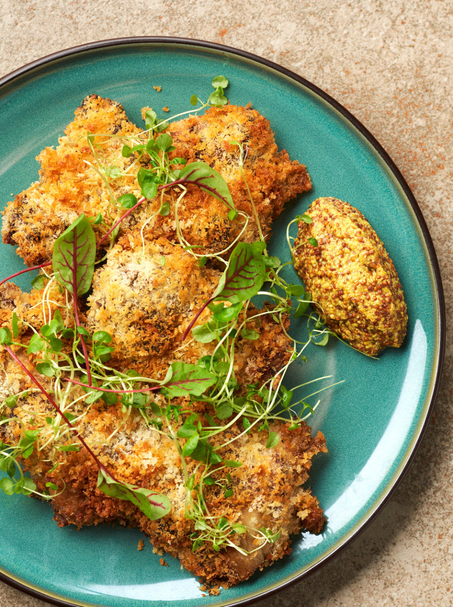 Chicken Diablo — kyllingelår med sennep-ahornglasur og rasp