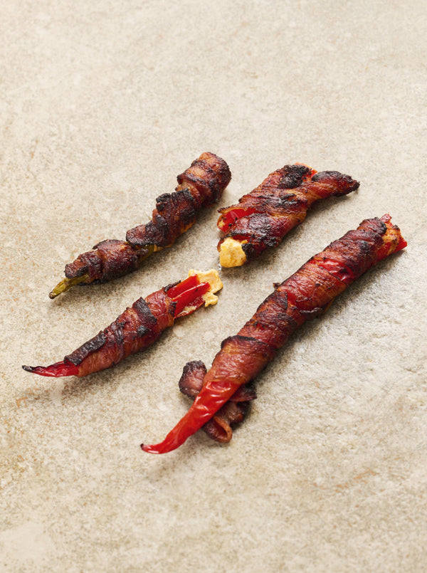 Baconpakkede Fyldte Chili i airfryer (Jalapeño Poppers)