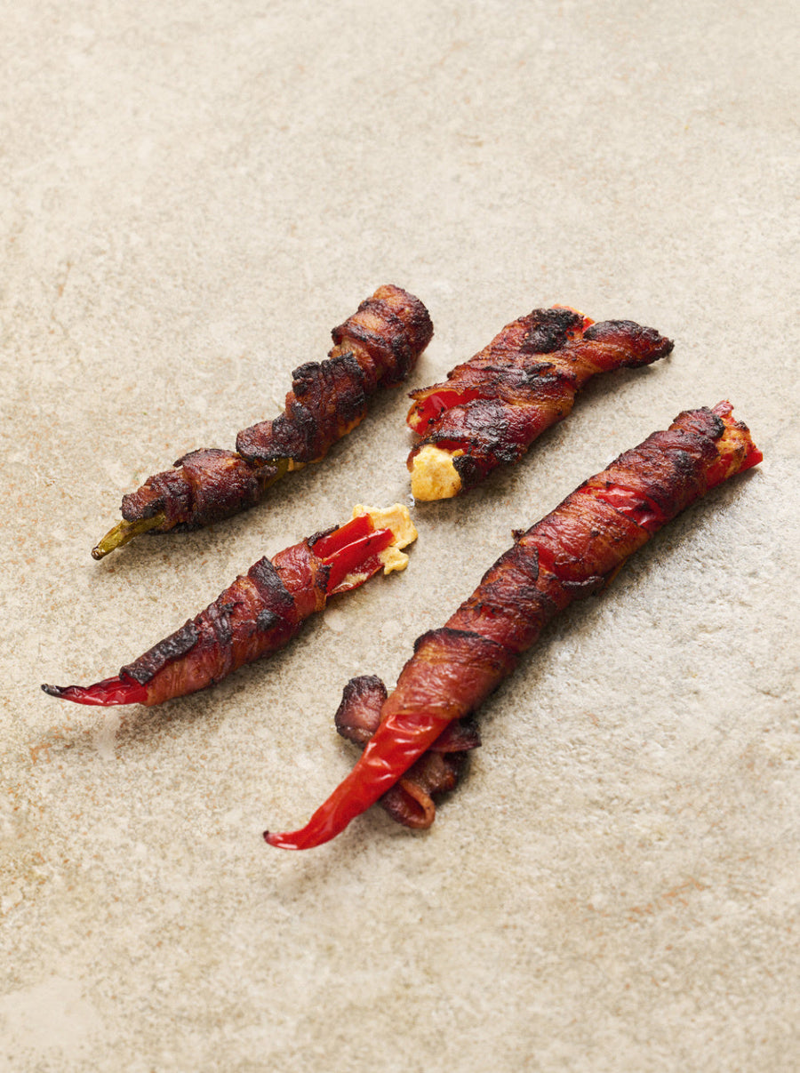 Baconpakkede Fyldte Chili i airfryer (Jalapeño Poppers)