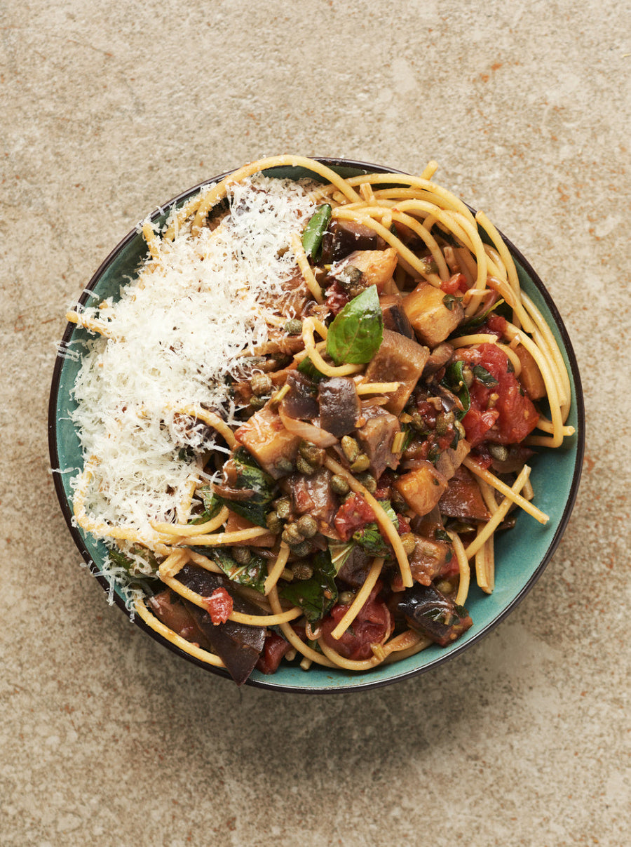 Pasta alla Norma i airfryer — siciliansk klassiker med aubergine