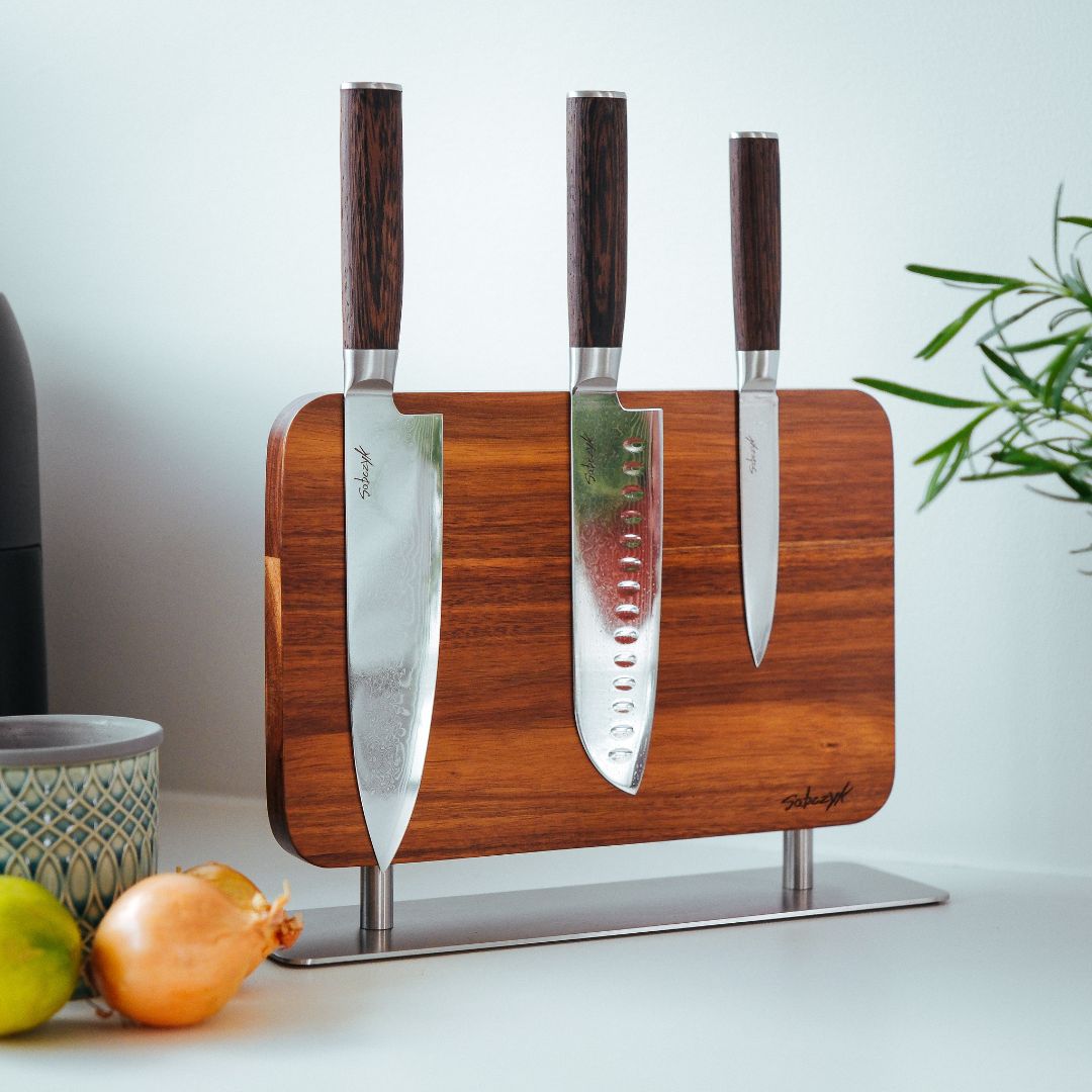 Magnetisk knivholder i acacia træ