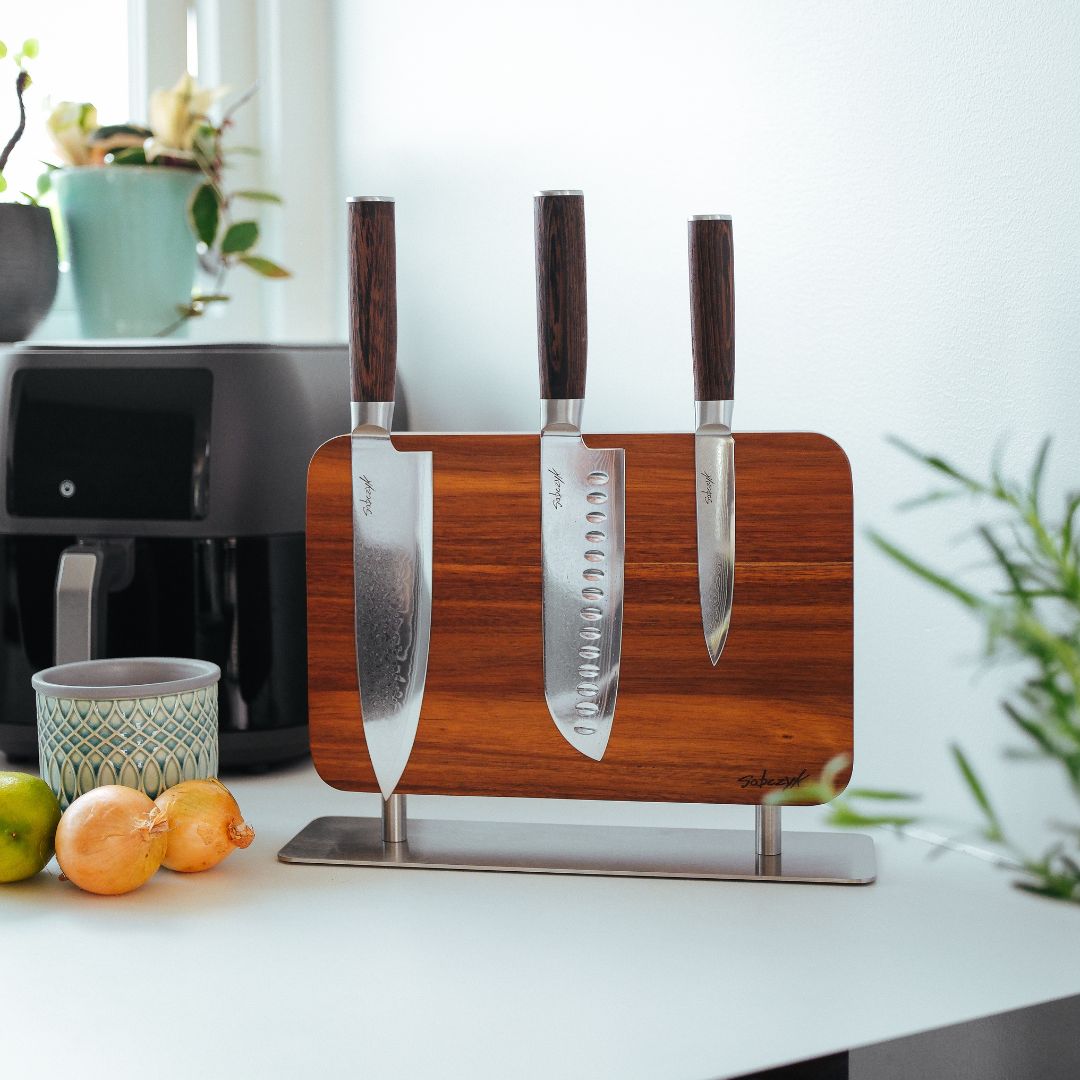 Magnetisk knivholder i acacia træ