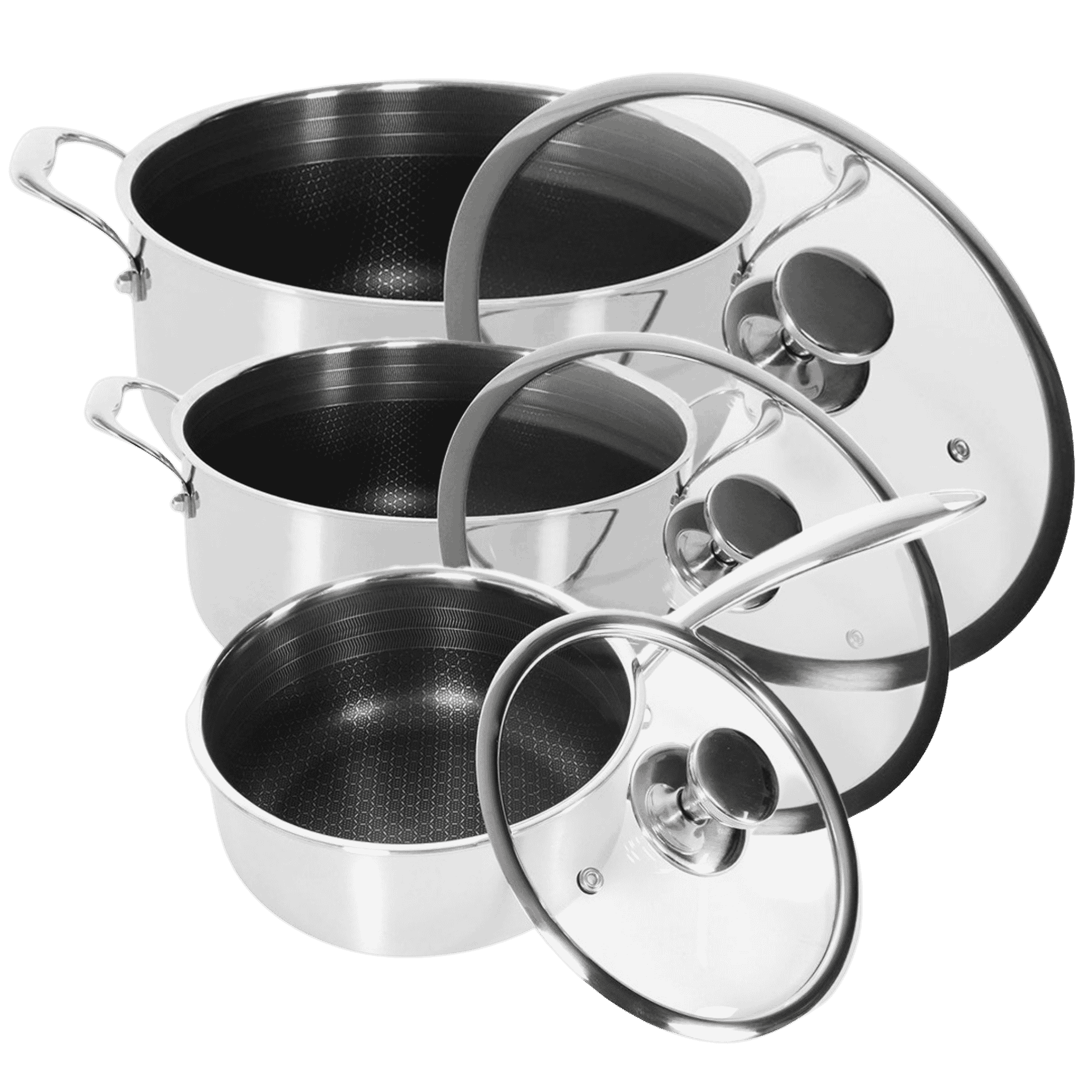 3 Hybrid Gryder: Kasserolle 16 cm, Gryde 20 cm og Gryde 24 cm