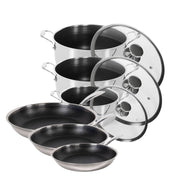 Hybrid Non-Stick Sæt – 3 Gryder & 3 Stegepander (Ø20, Ø24, Ø28)