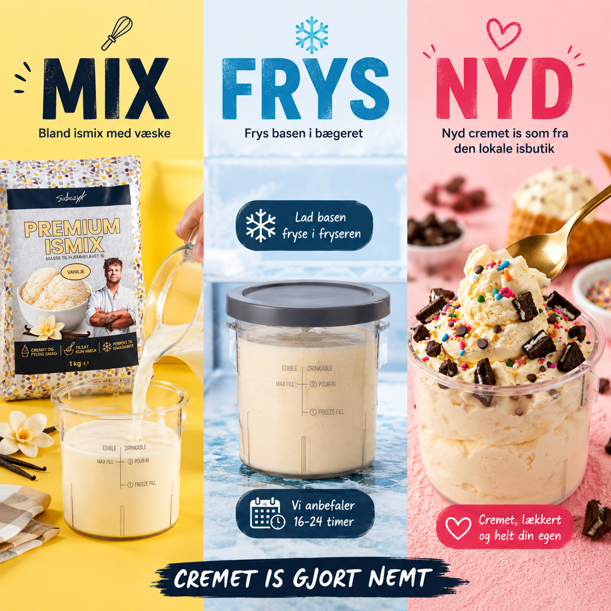 Ismaskine Sæt med Ismix