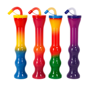 4 stk - Slush Ice Bæger med Låg og Sugerør - 500 ml.