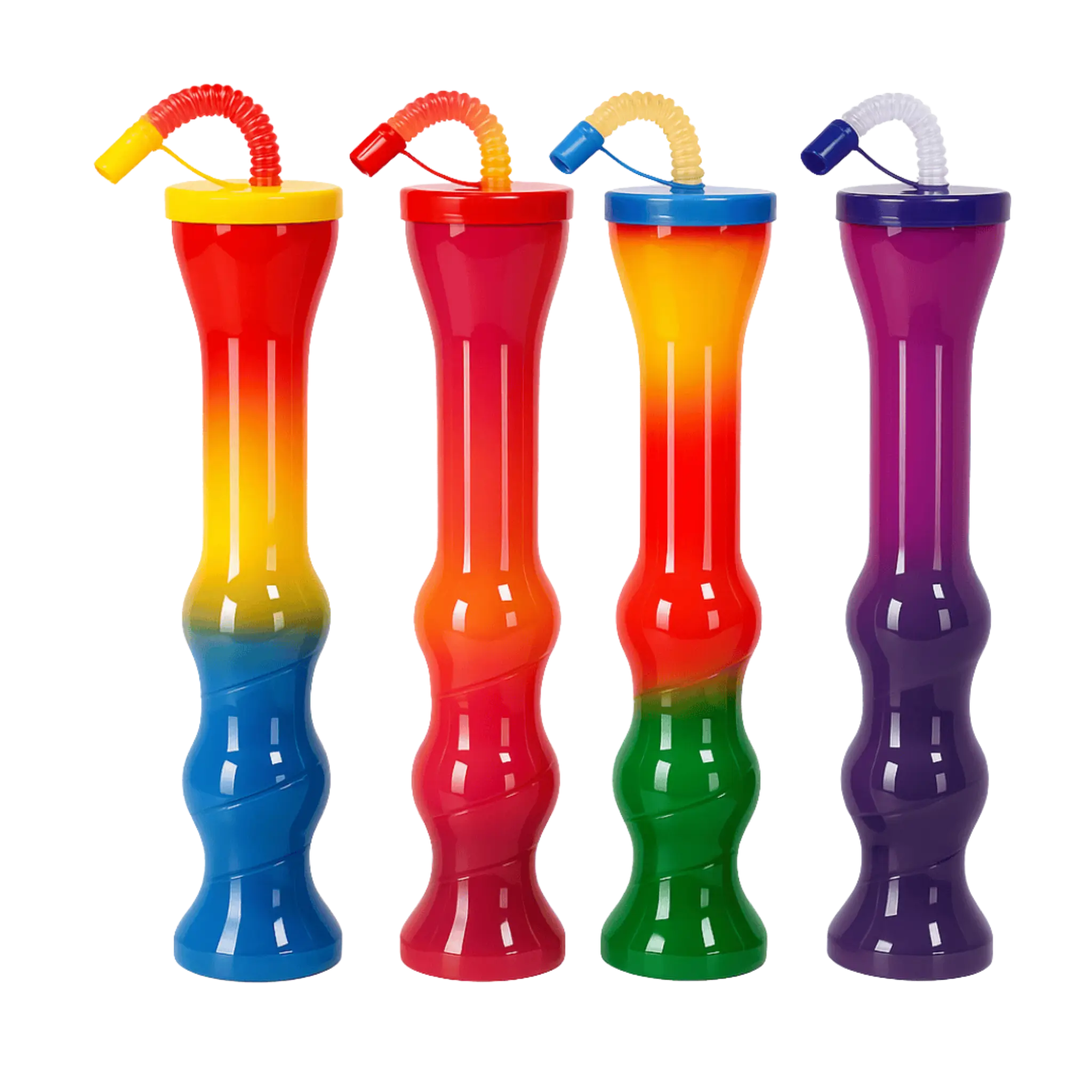 4 stk - Slush Ice Bæger med Låg og Sugerør - 500 ml.