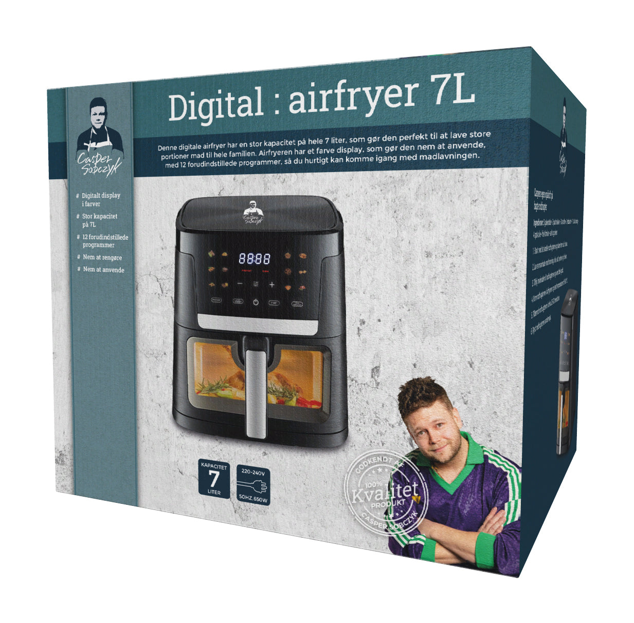 Digital Airfryer 7 Liter, Hvid - 1800W