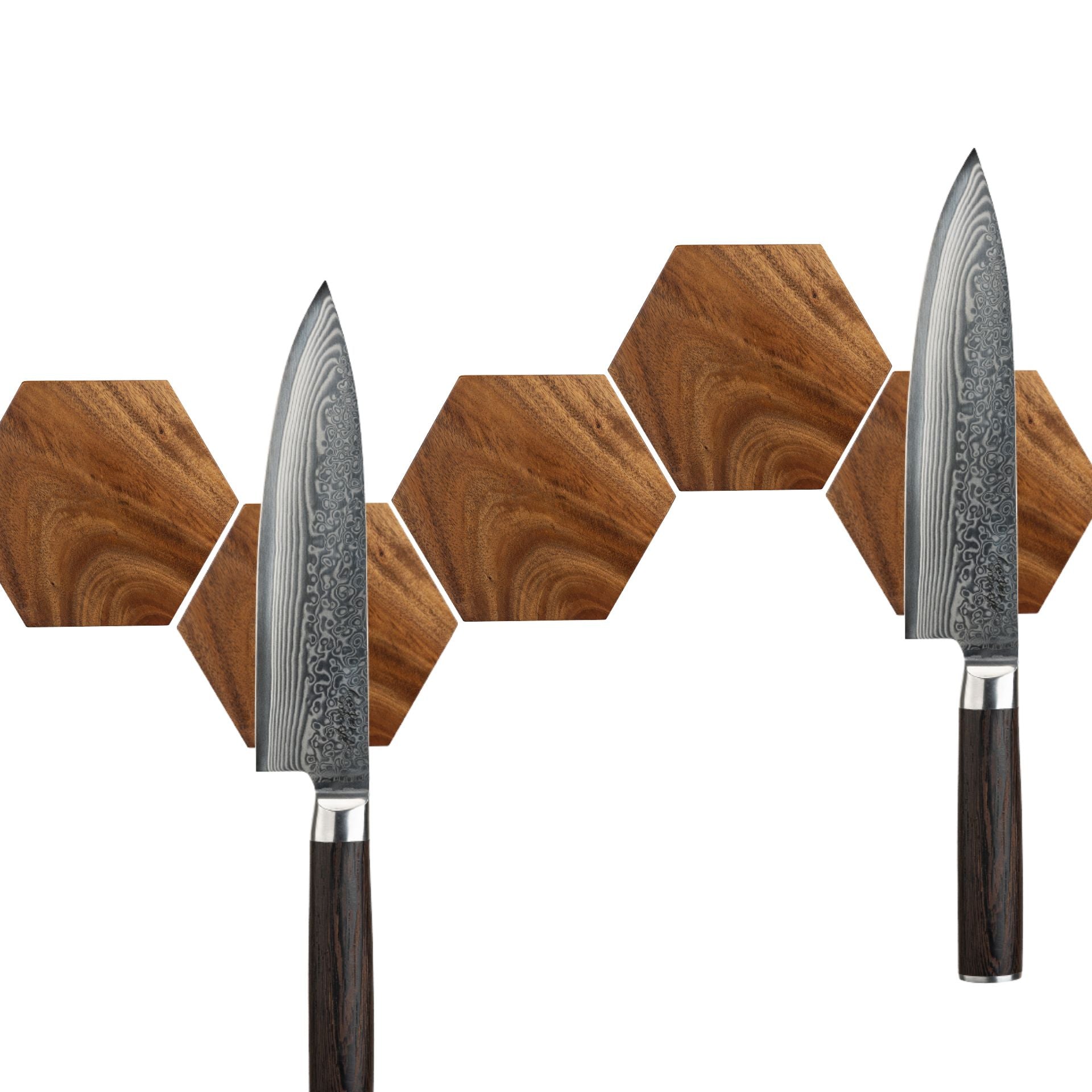 Knivmagnet Hexagon, 3 stk - Premium Akacietræ *DEMO*