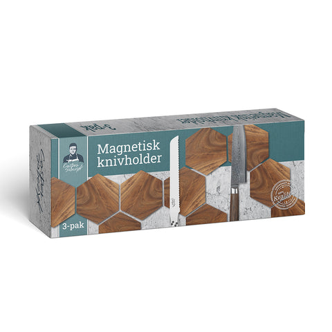 Knivmagnet Hexagon, 3 stk - Premium Akacietræ