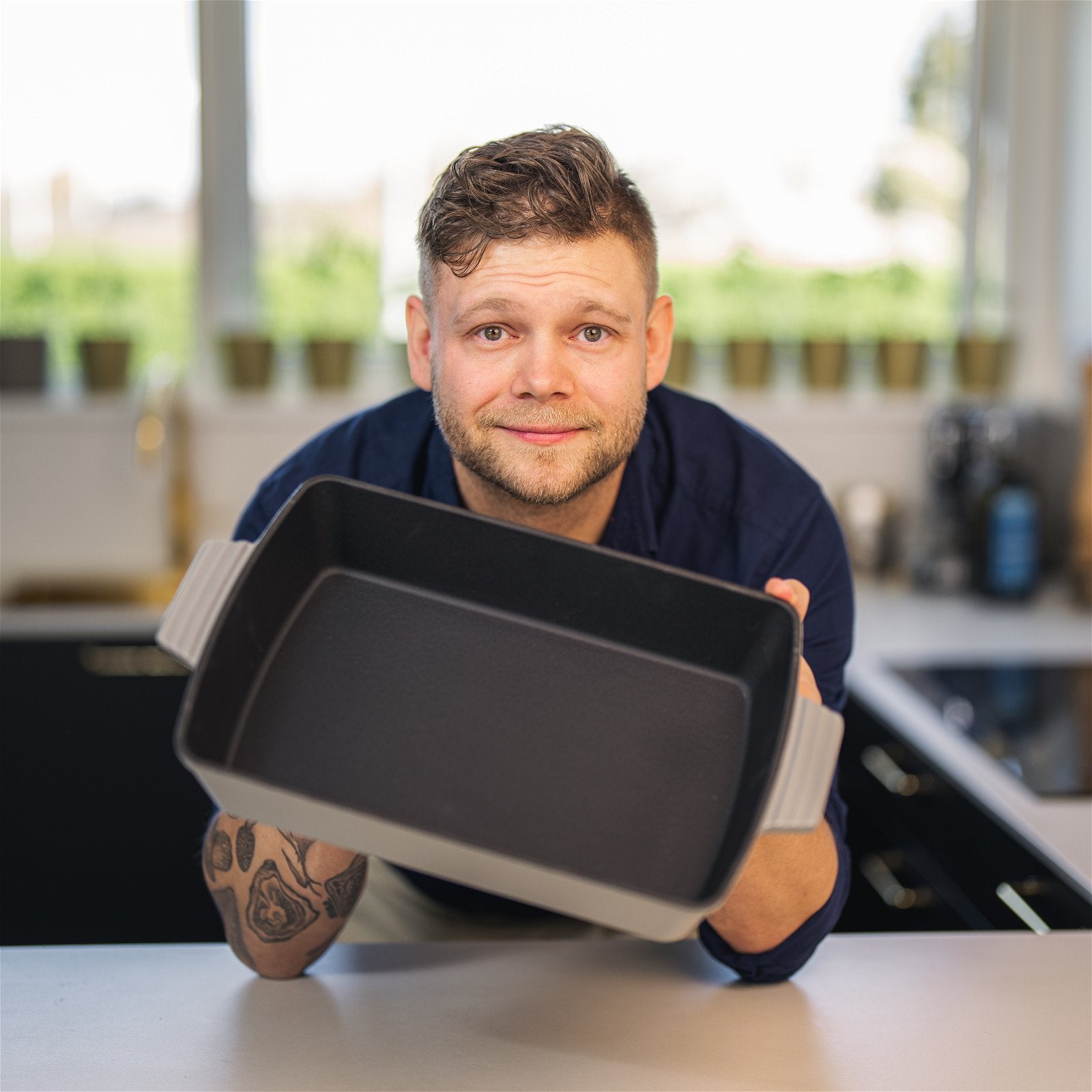 Støbejernsfad, Emaljeret - 39x23x7 cm *DEMO*