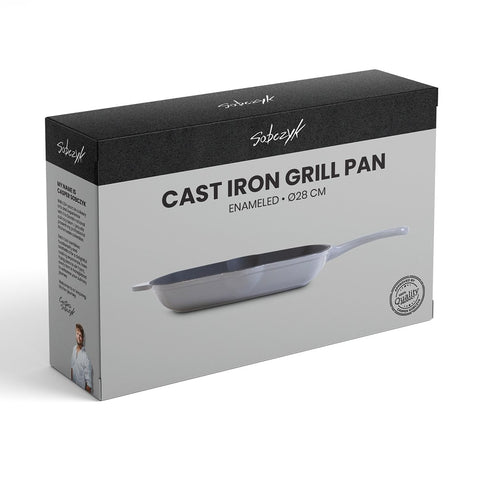 Støbejerns Grillpande, Emaljeret - Ø28 cm