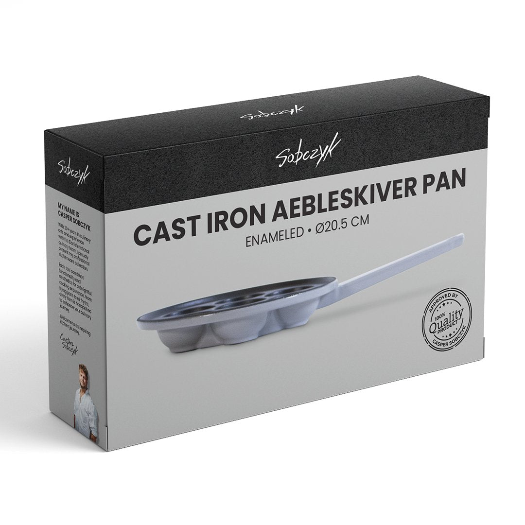 Støbejerns Æbleskivepande, Emaljeret - Ø20,5 cm *DEMO*