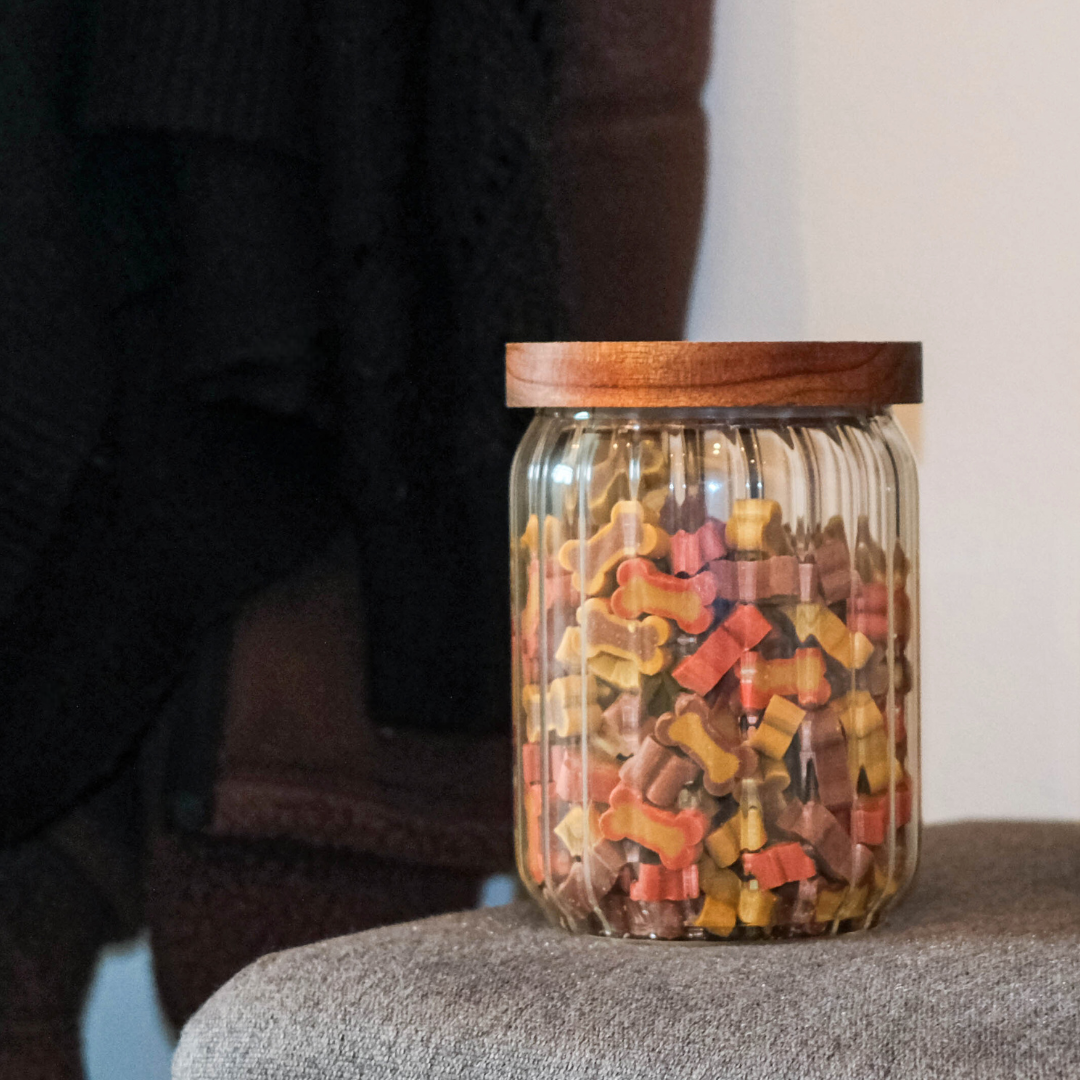 Opbevaringsbøtter i glas med trælåg - 5 pak