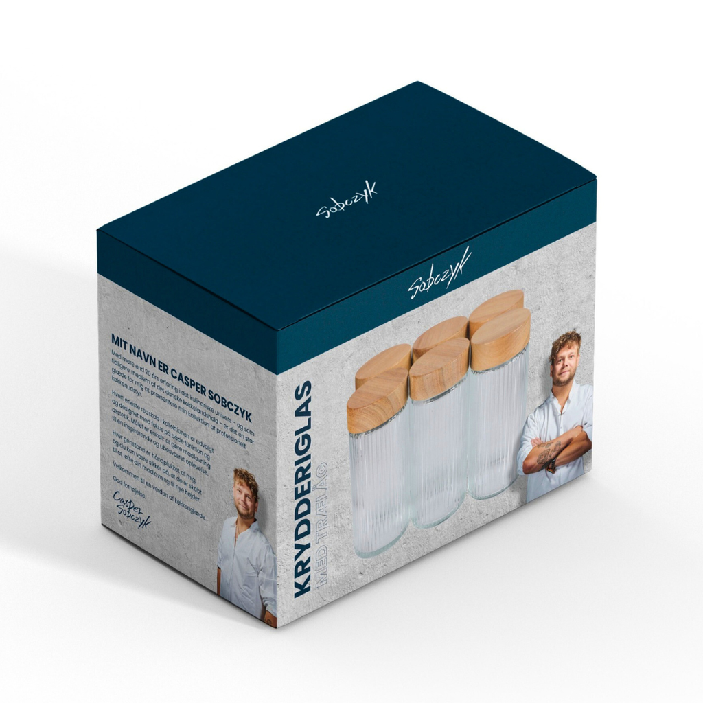 Krydderiglas med trælåg – Sæt med 6 stk