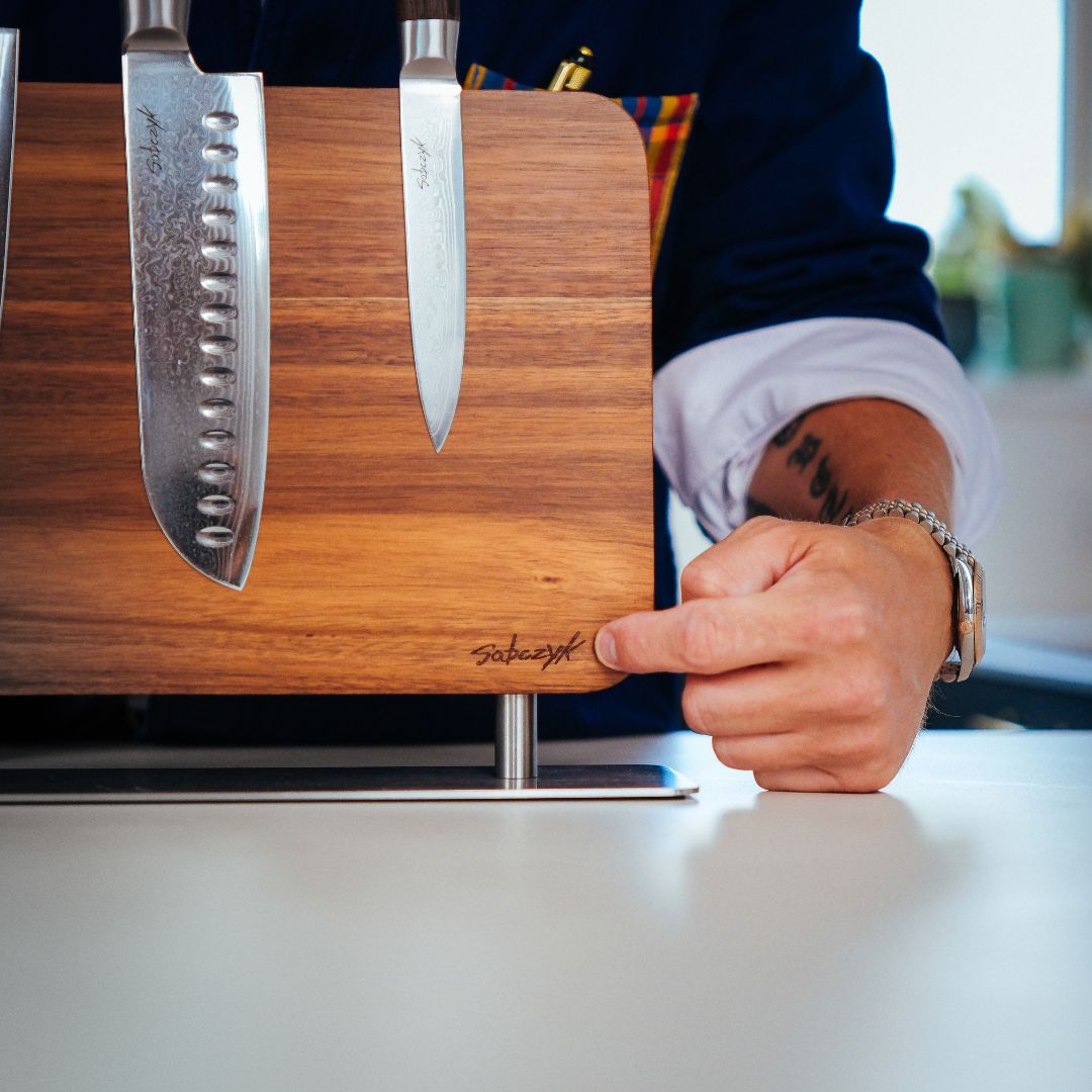 Magnetisk knivholder i acacia træ