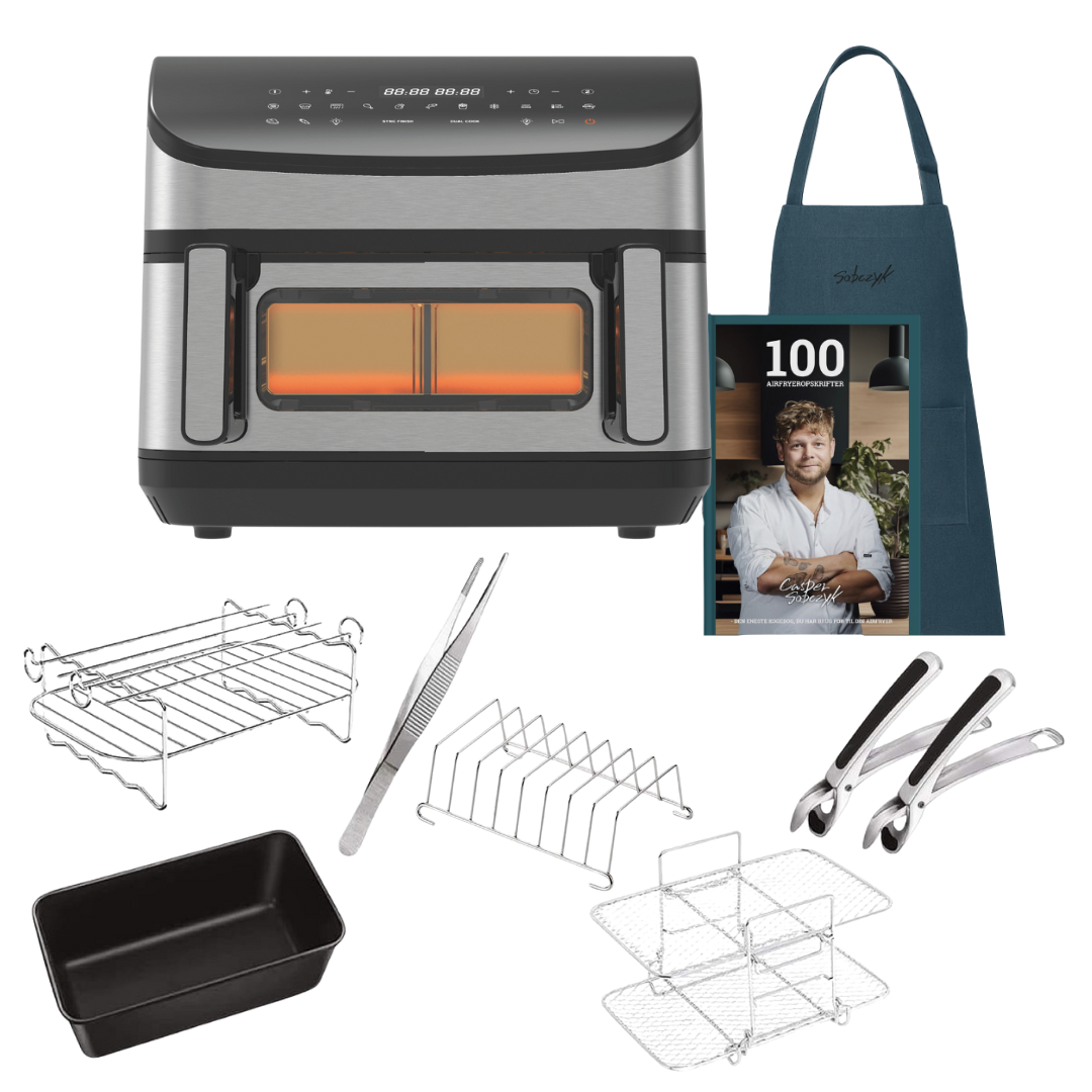 Airfryer Startpakke - Dualfry Fusion Airfryer 10,5 Liter med Tilbehør & Opskrifter