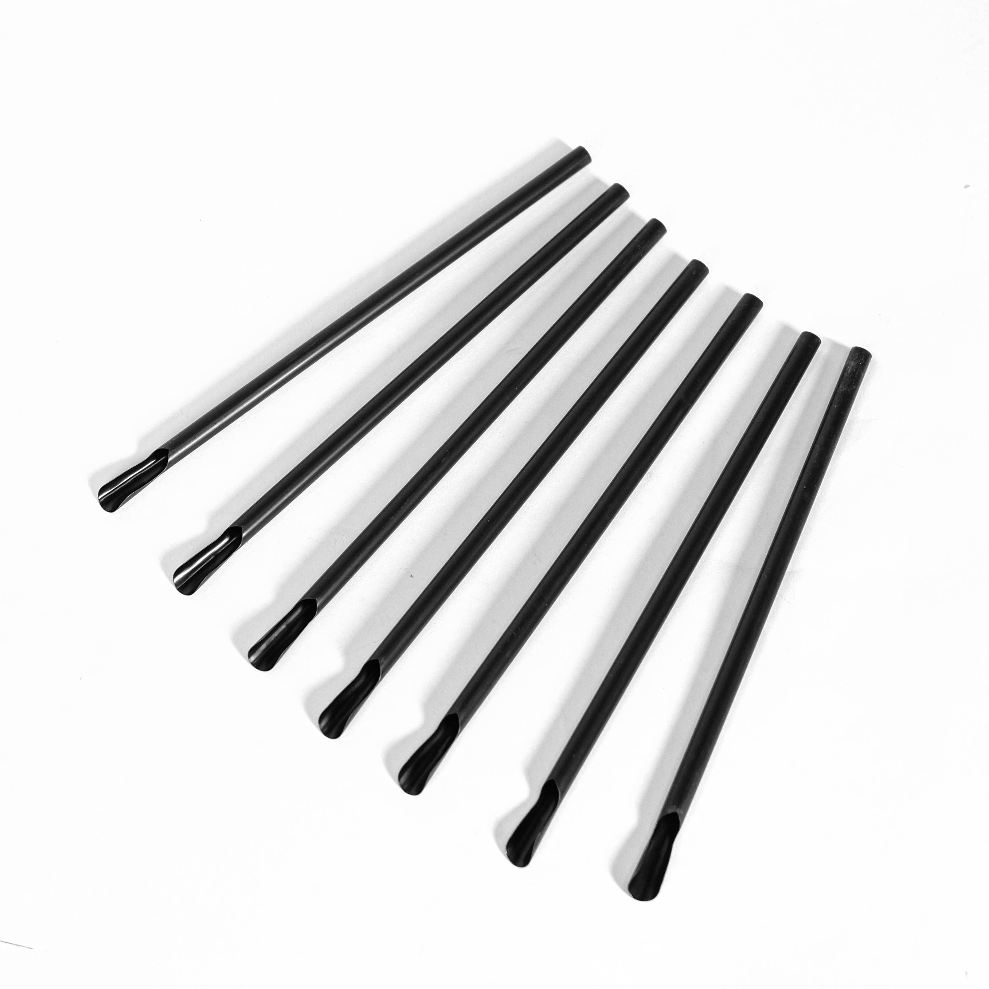 Slush Ice Sugerør med ske 8x210 mm. - Sort (100 stk.)