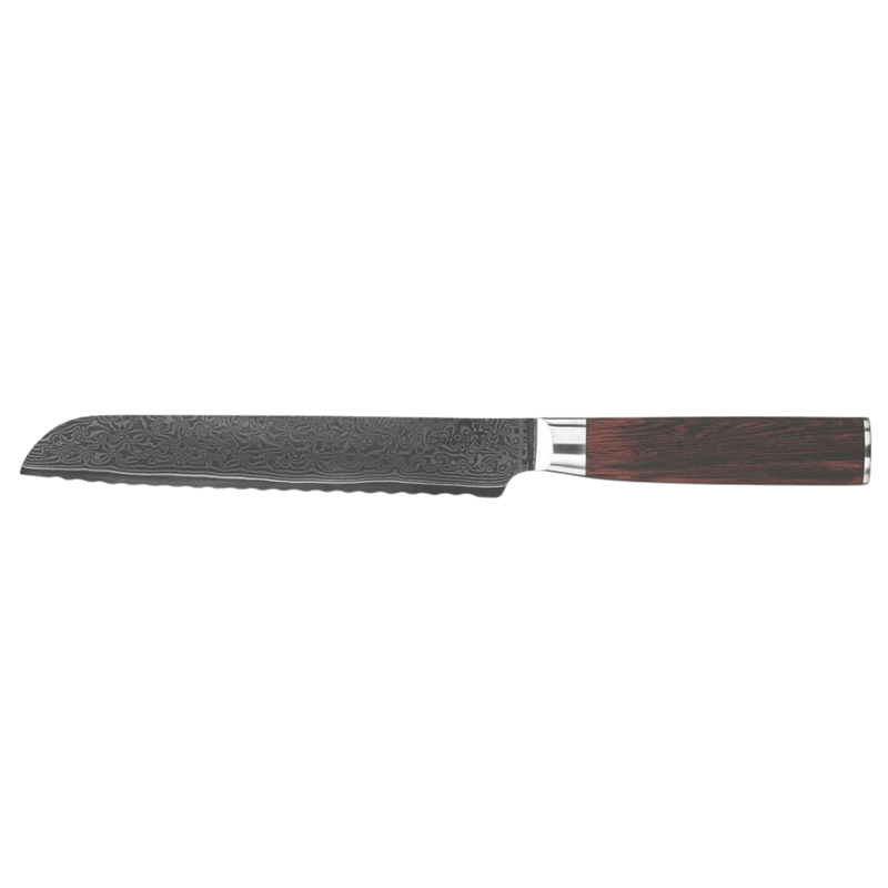 Damaskus brødkniv 20 cm – tandet kniv i rustfrit stål til præcis skæring af brød – Casper Sobczyk