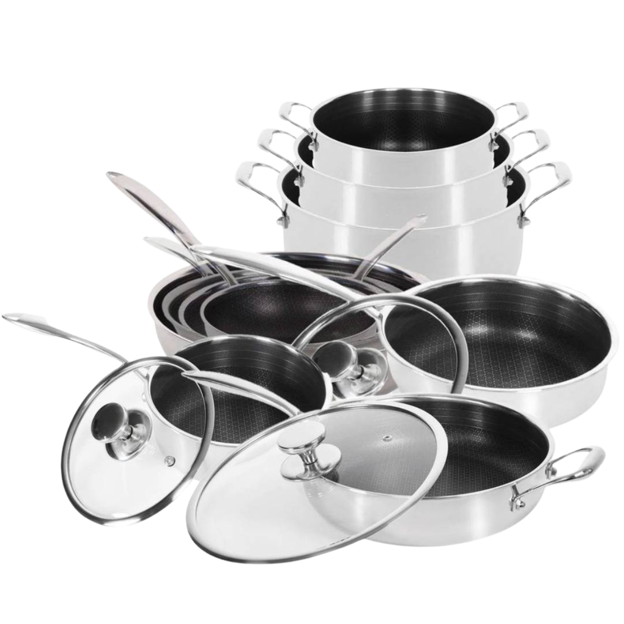 3 Hybrid Stegepander, 3 Gryder, 1 Kasserolle, 1 Wok & 1 Sauterpande