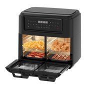 Dual Zone Airfryer 15 liter i sort – kraftfuld 2400W airfryer fra Casper Sobczyk med to zoner til sprød madlavning.
