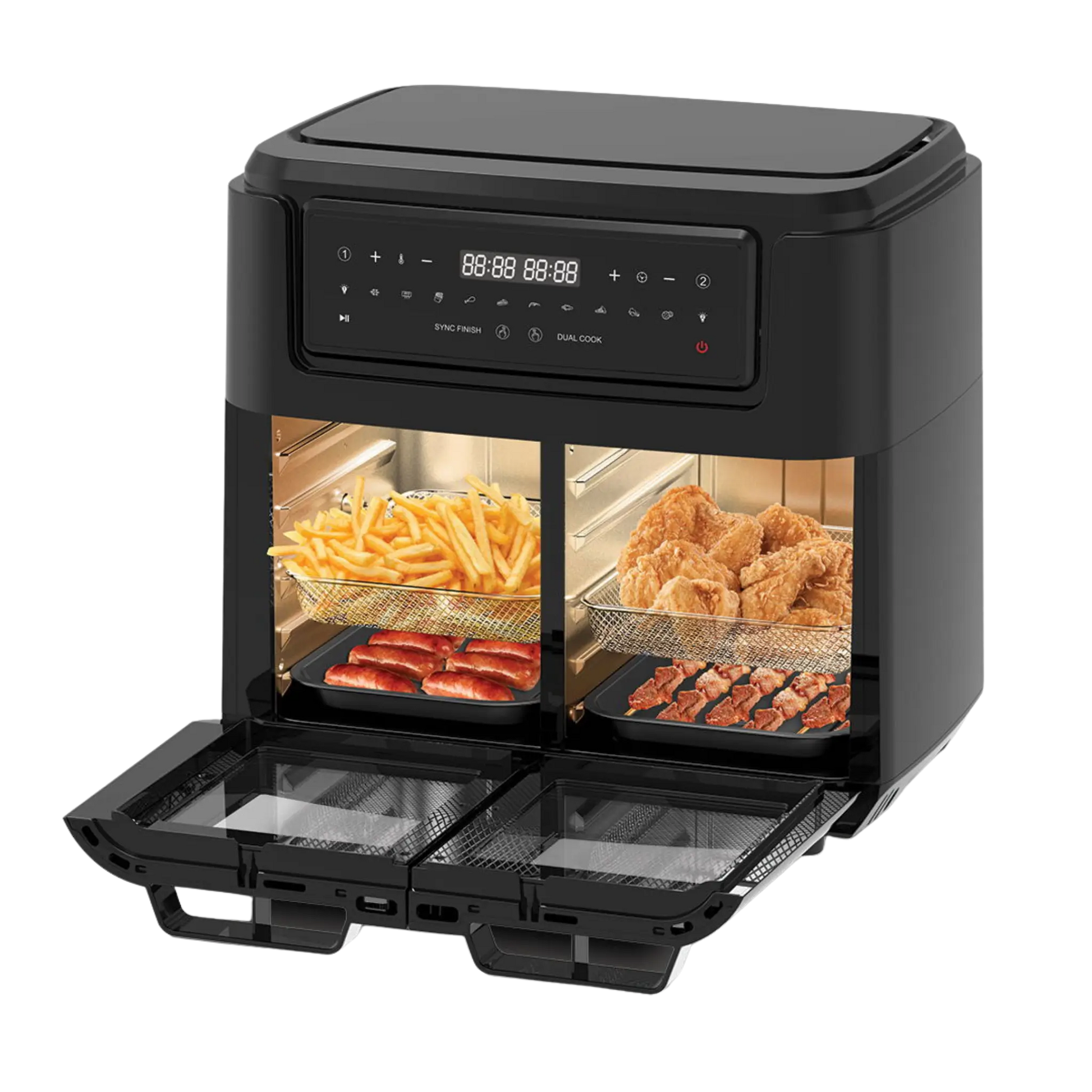 Dual Zone Airfryer 15 liter i sort – kraftfuld 2400W airfryer fra Casper Sobczyk med to zoner til sprød madlavning.