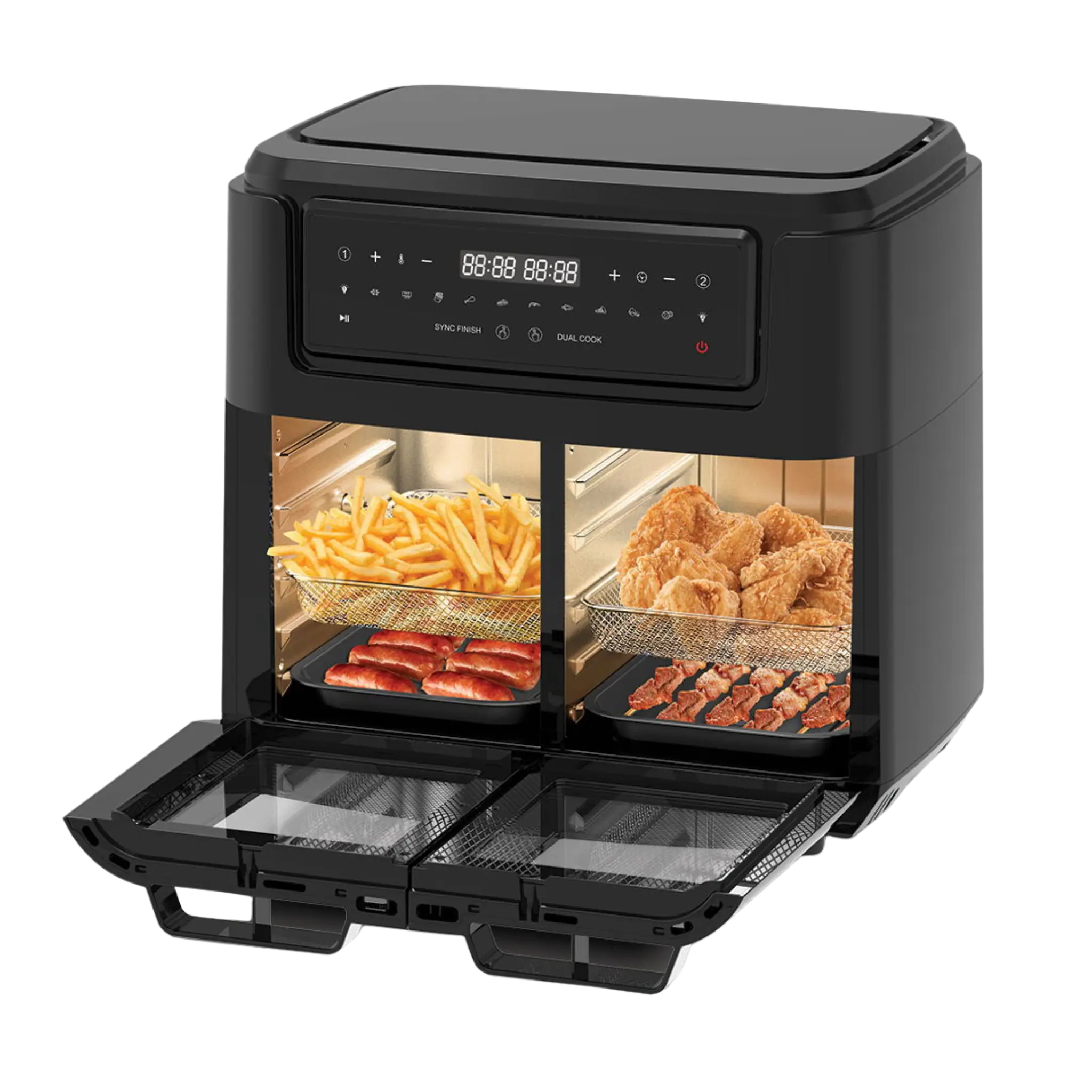 Dual Zone Airfryer 15 liter i sort – kraftfuld 2400W airfryer fra Casper Sobczyk med to zoner til sprød madlavning.