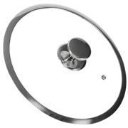 Glaslåg 28 cm – varmebestandigt låg med stålkant og damphul – passer til Hybrid-serien – Casper Sobczyk