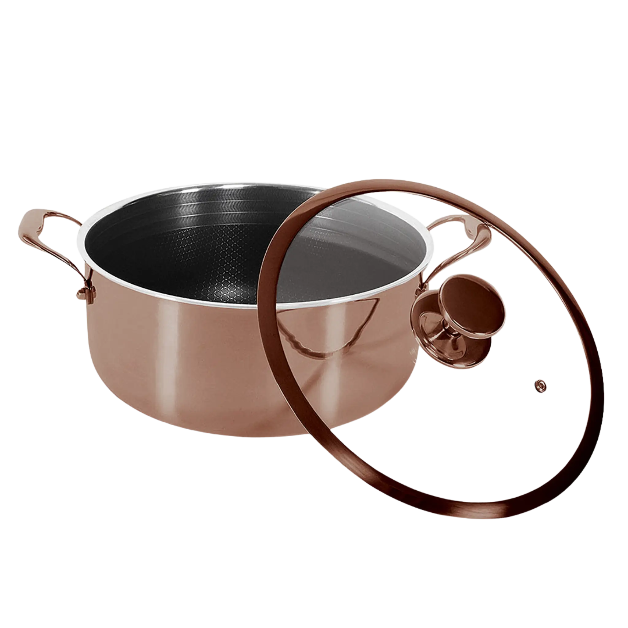 Hybrid gryde 24 cm Rose Gold – 5 liter gryde i 3-lags stål med PFAS-fri nonstick belægning – Casper Sobczyk