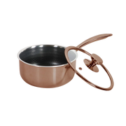 Hybrid kasserolle 16 cm Rose Gold – 1,3 liter gryde i 3-lags stål med PFAS-fri nonstick belægning – Casper Sobczyk
