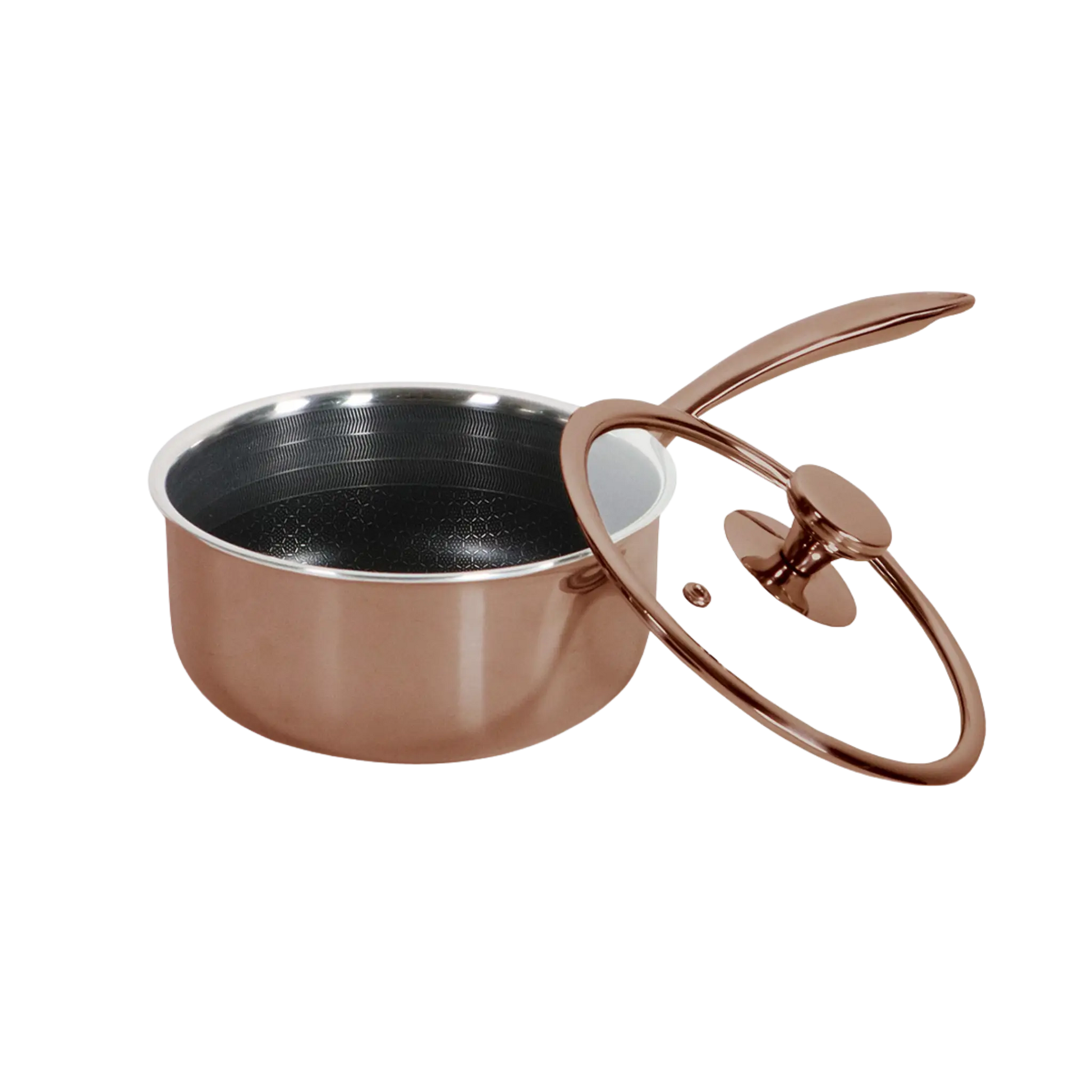 Hybrid kasserolle 16 cm Rose Gold – 1,3 liter gryde i 3-lags stål med PFAS-fri nonstick belægning – Casper Sobczyk