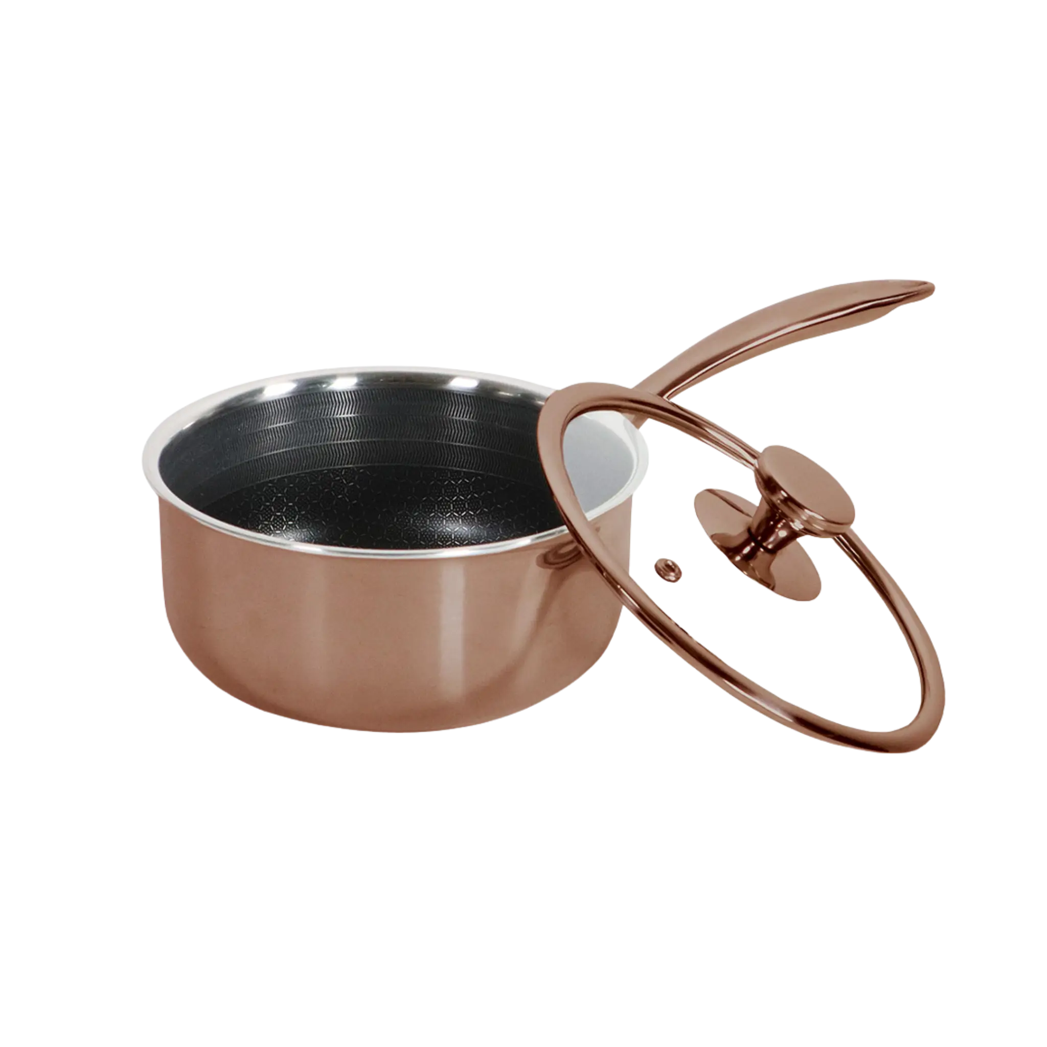 Hybrid kasserolle 16 cm Rose Gold – 1,3 liter gryde i 3-lags stål med PFAS-fri nonstick belægning – Casper Sobczyk