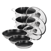 Hybrid Non-Stick Sæt – 3 Gryder & 3 Stegepander (Ø20, Ø24, Ø28)