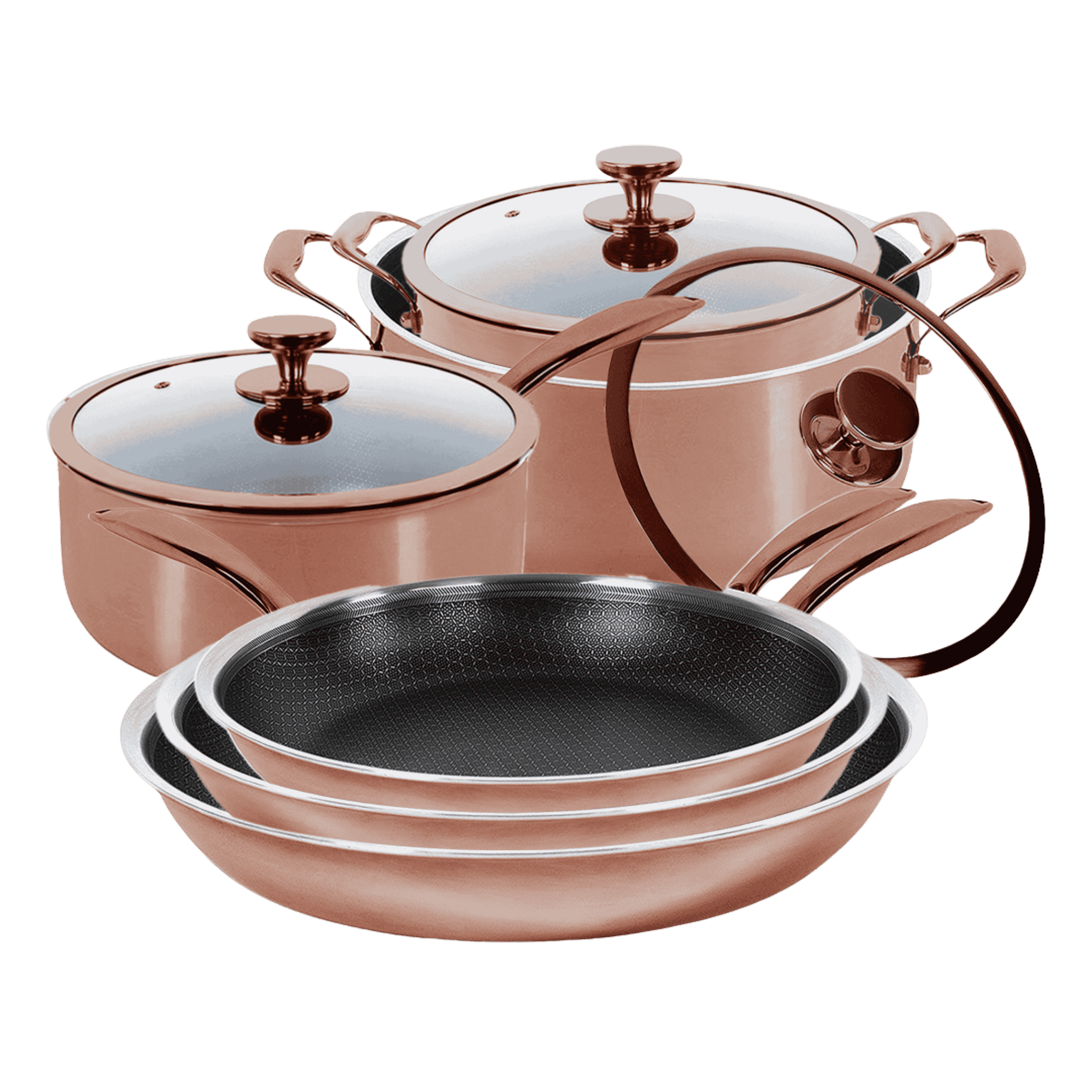 Hybrid Rose Gold Bundle – 3 Stegepander, 2 Gryder & 1 Kasserolle