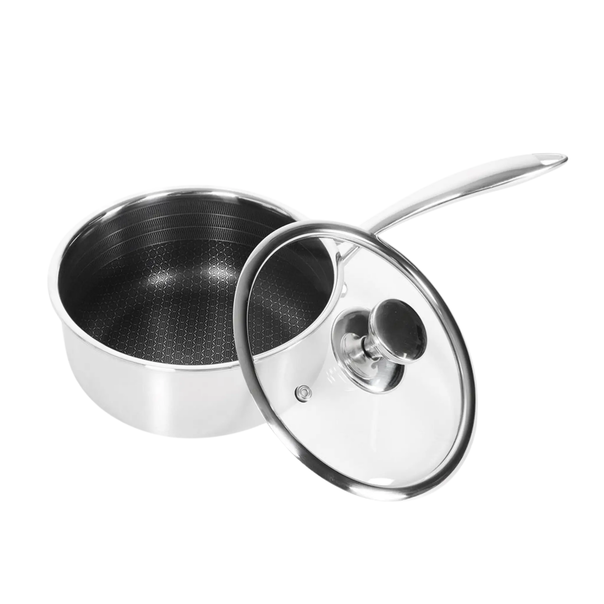 Hybrid kasserolle med låg 16 cm – 1,3 liter gryde i rustfrit stål til saucer og tilbehør – Casper Sobczyk