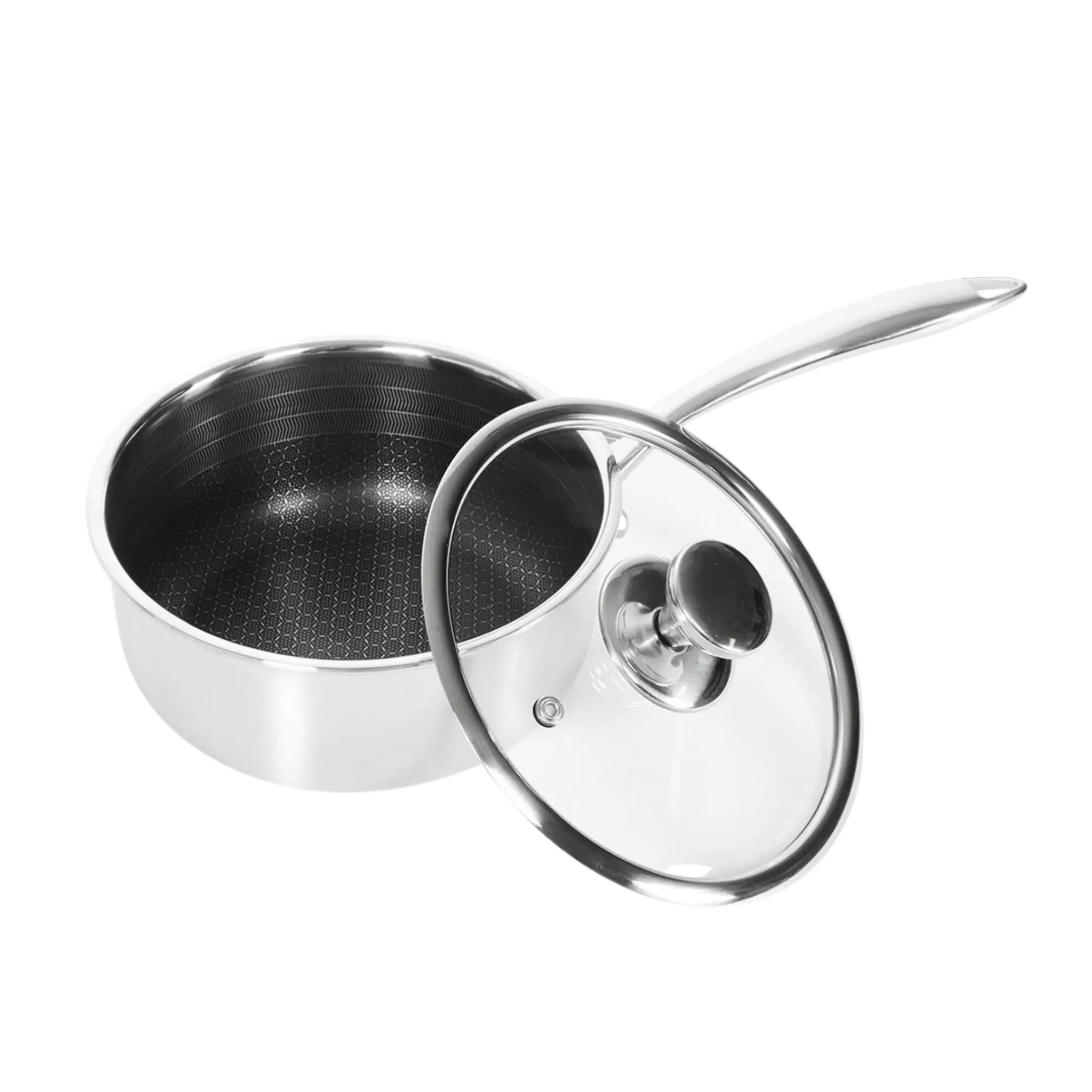 Hybrid kasserolle med låg 16 cm – 1,3 liter gryde i rustfrit stål til saucer og tilbehør – Casper Sobczyk